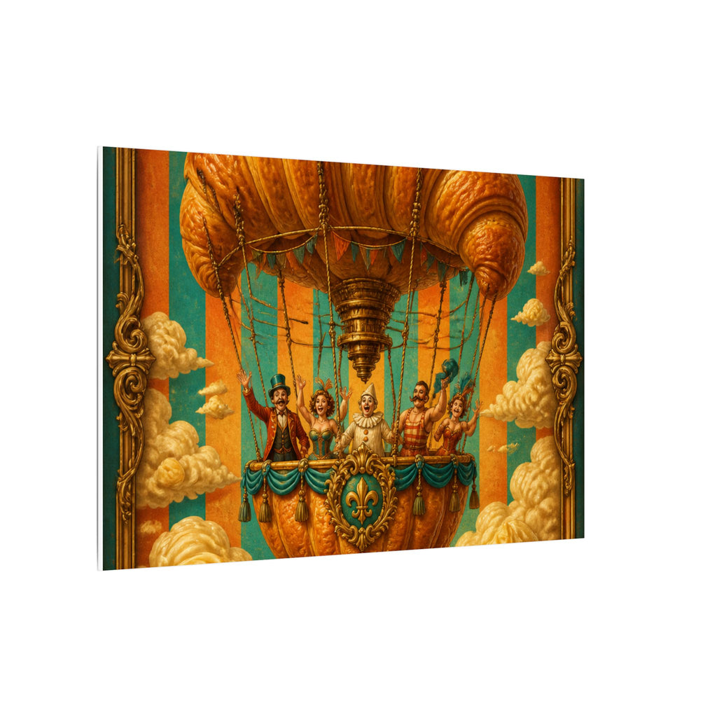 Croissant Hot Air Balloon Wall Art Canvas 24×36 Baroque Studio Decor Maximalist Print