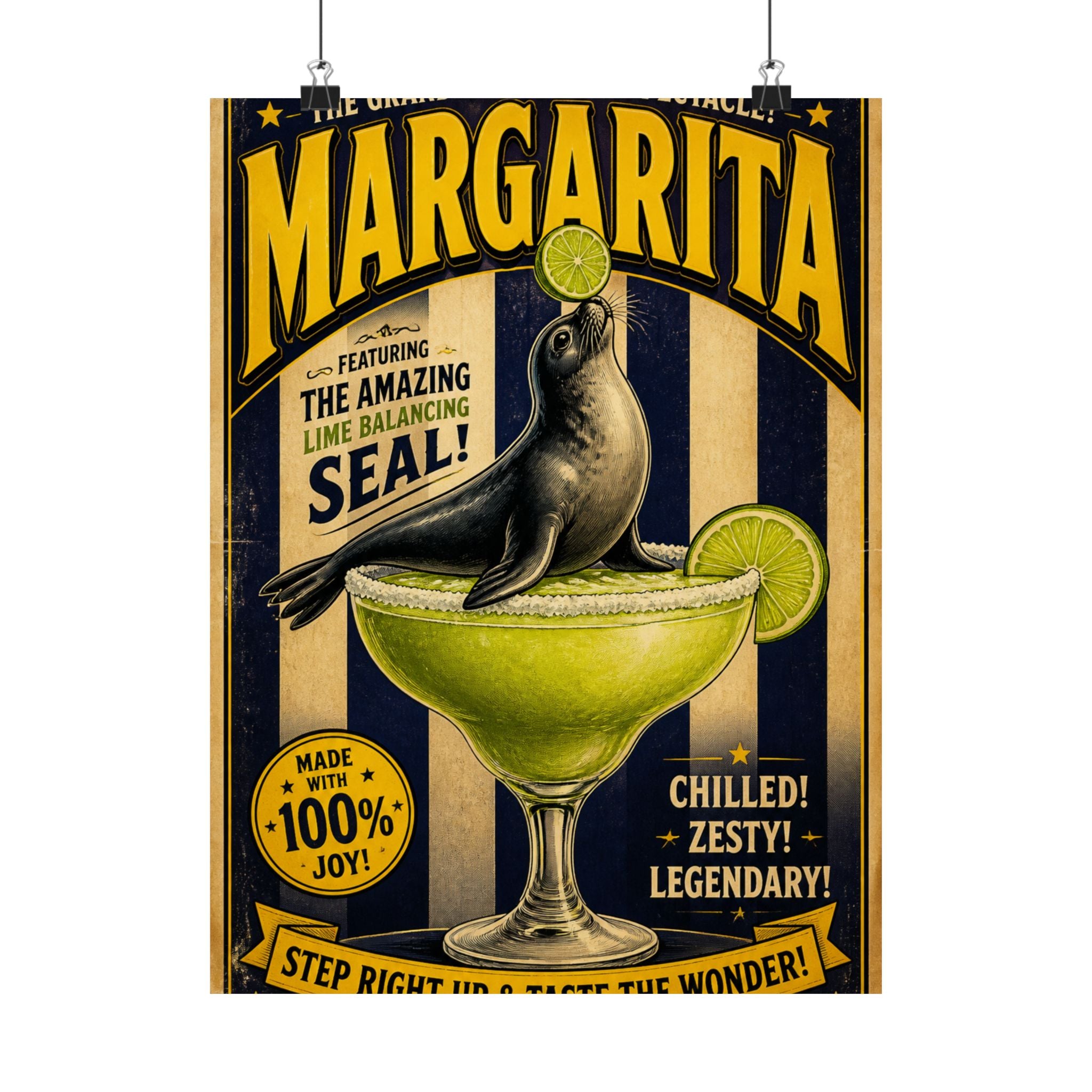 Margarita Balancing Seal Wall Art Poster 24×36 Vintage Circus Bedroom Decor Maximalist Print