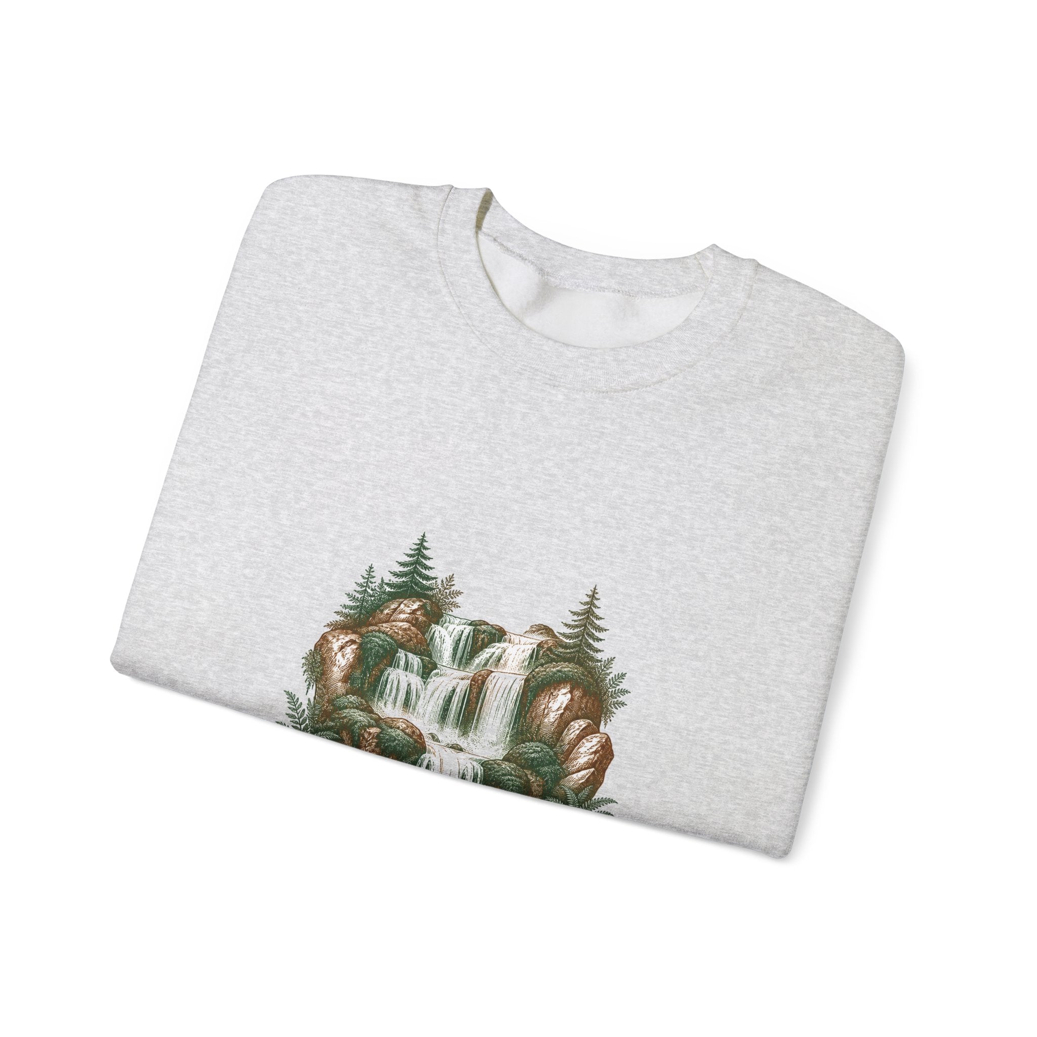 Matching Couple Sweatshirt - Wildfire & Waterfall Matching Couple Comfort Colors Crew Vintage Art His Hers Honeymoon Gift - Design B