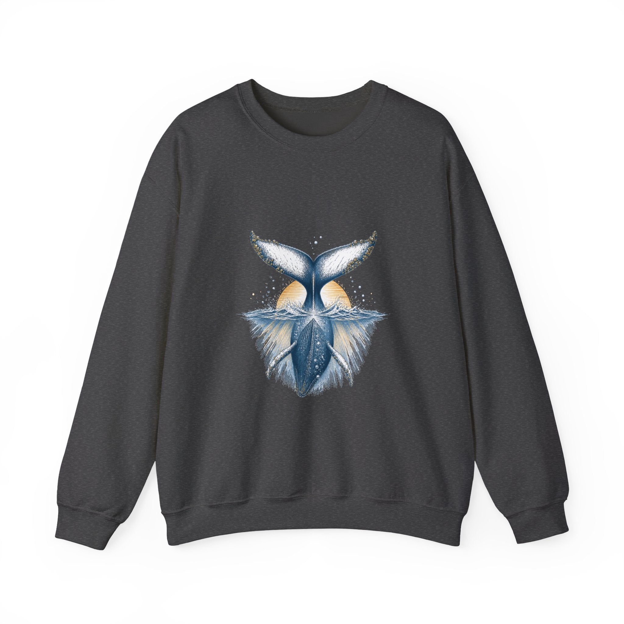 Matching Couple Sweatshirt - Eagle & Whale Matching Couple Premium Fleece Sweatshirt Hand-Drawn Art His Hers Anniversary Gift - Design B
