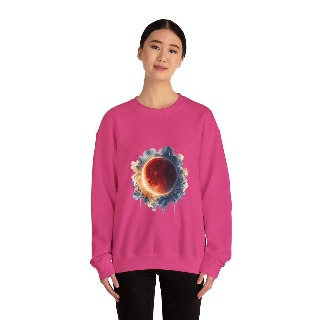 Matching Couple Sweatshirt - Solar & Lunar Eclipse Matching Couple Comfort Colors Crew Watercolor Art His Hers Birthday Gift - Design B
