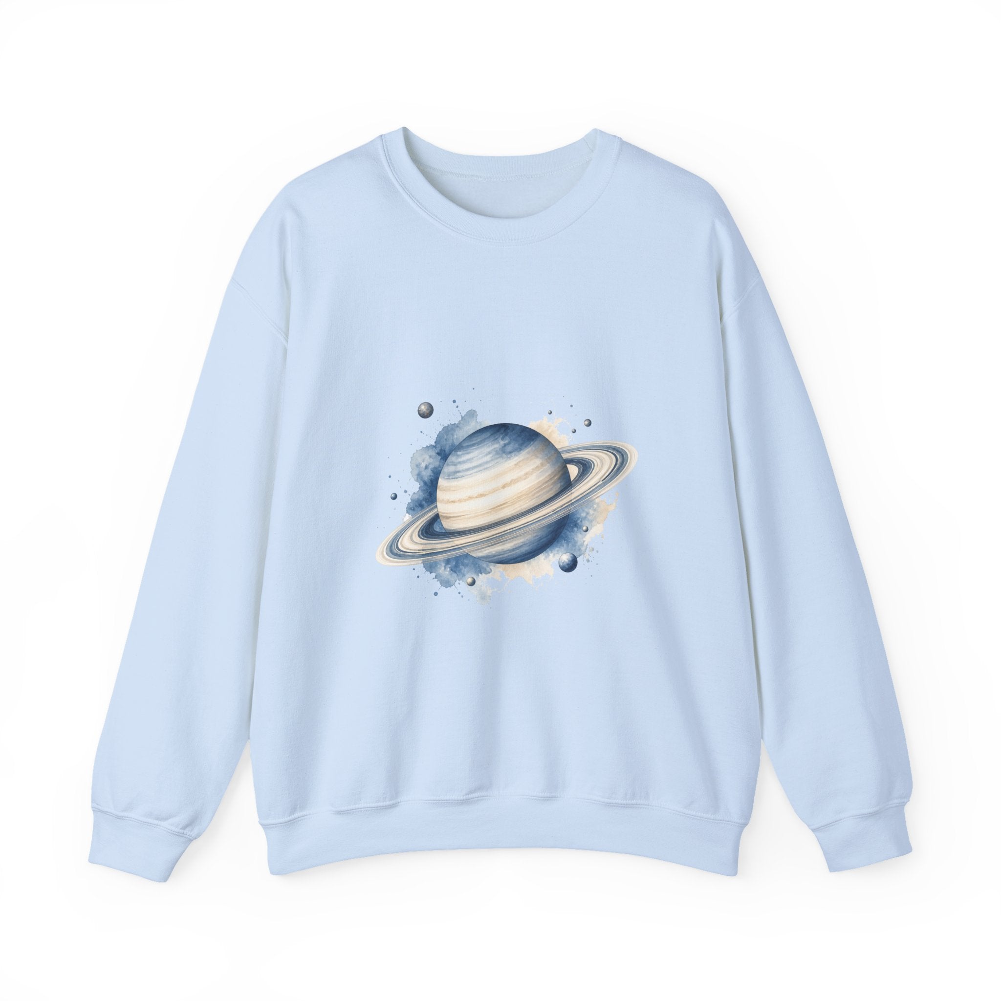 Matching Couple Sweatshirt - Saturn & Jupiter Matching Couple Crewneck Sweatshirt Watercolor Art His Hers Engagement Gift - Design A