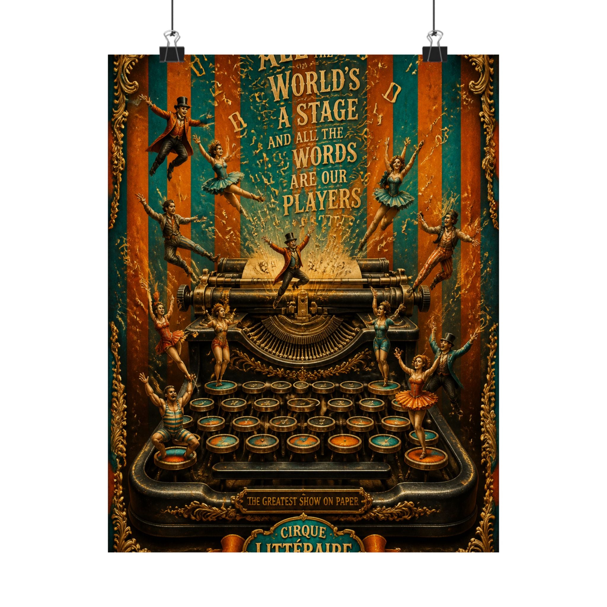 Typewriter Flying Letters Wall Art Poster 18×24 Baroque Home Office Decor Maximalist Print