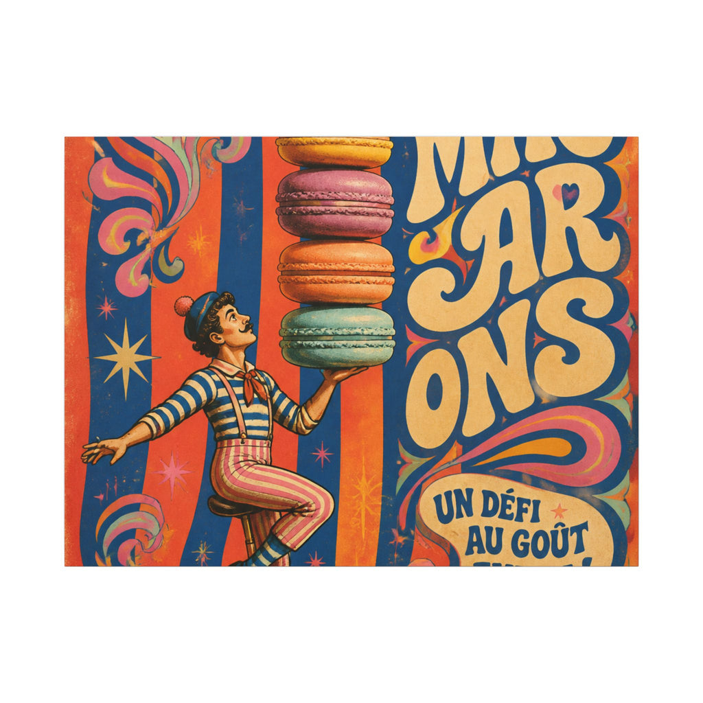 Macaron Balancing Tower Wall Art Canvas 16×20 Psychedelic Cafe Decor Maximalist Print