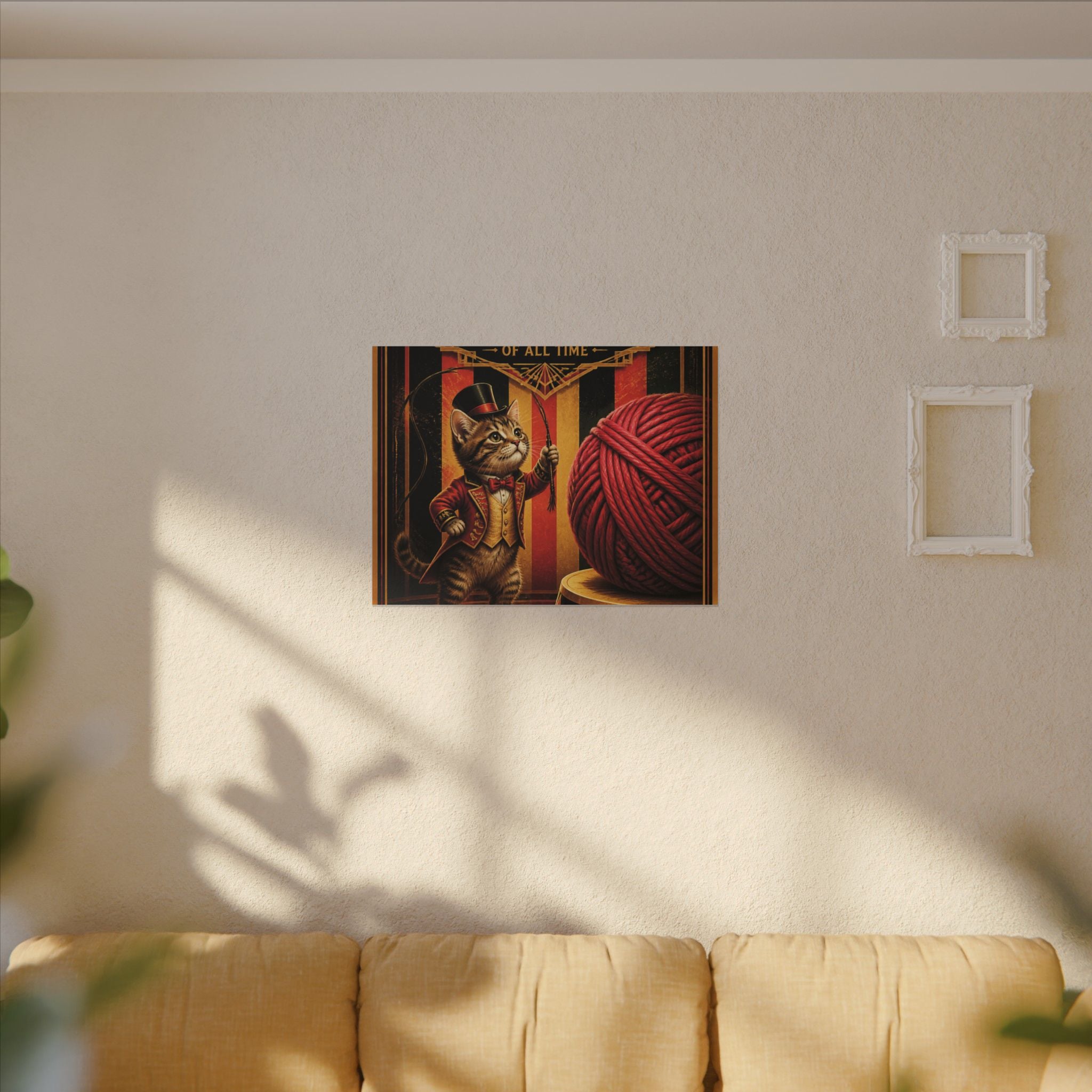 Cat Lion Tamer Wall Art Canvas 24×36 Art Deco Bar Area Decor Maximalist Print