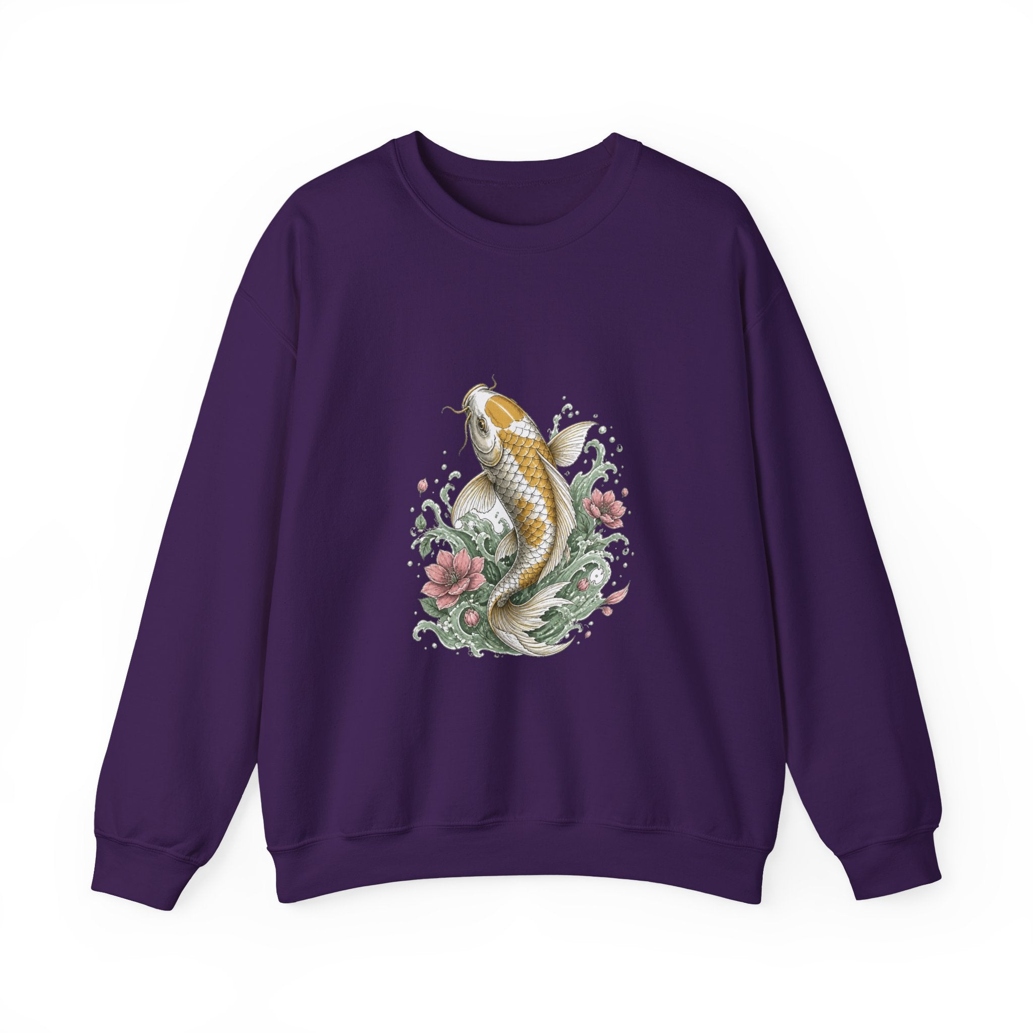 Matching Couple Sweatshirt - Koi Fish Yin Yang Matching Couple Premium Fleece Sweatshirt Hand-Drawn Art His Hers Anniversary Gift - Design A