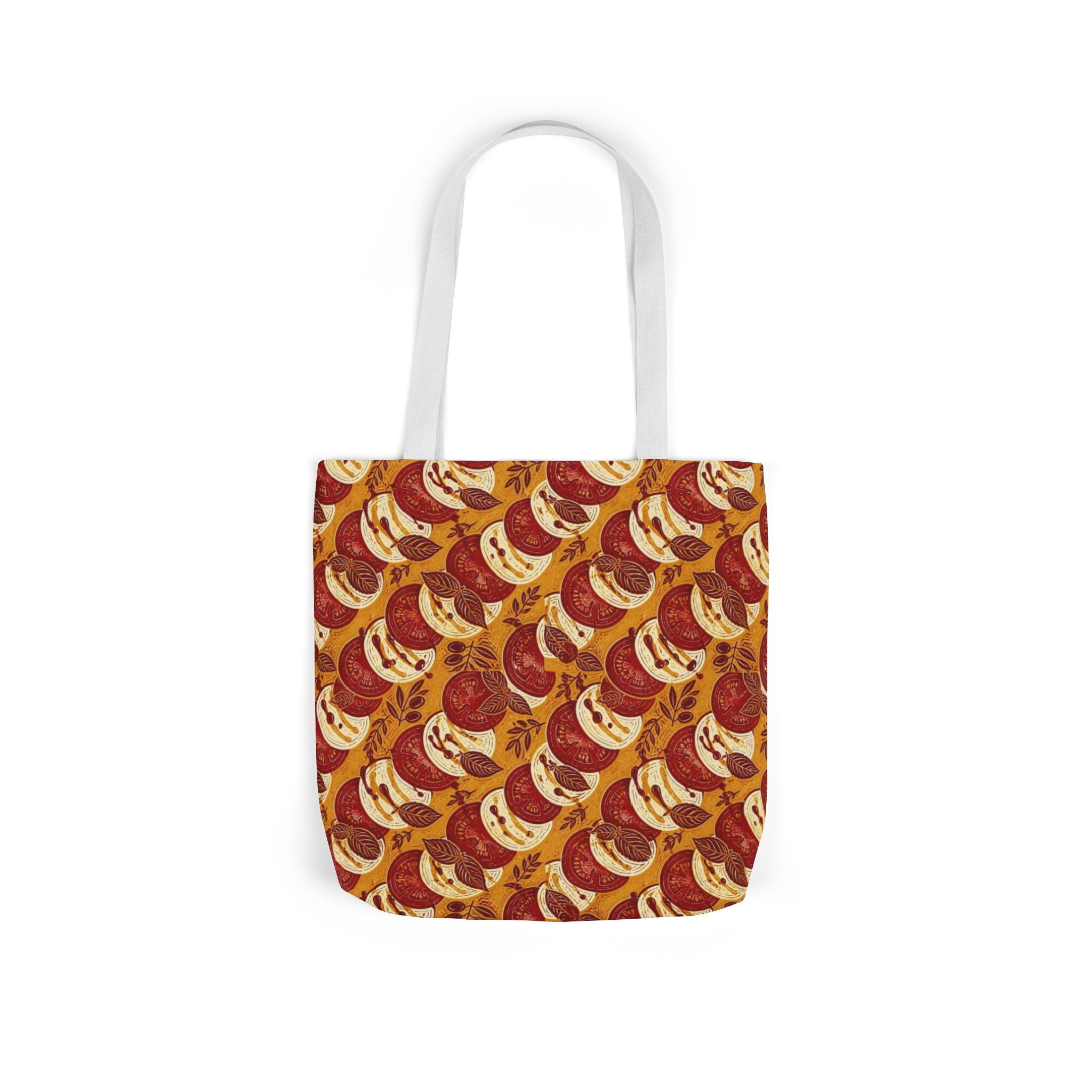 Caprese Arrangement Canvas Tote Bag Mediterranean Kitchen Linocut Design Italian Cottagecore Gift