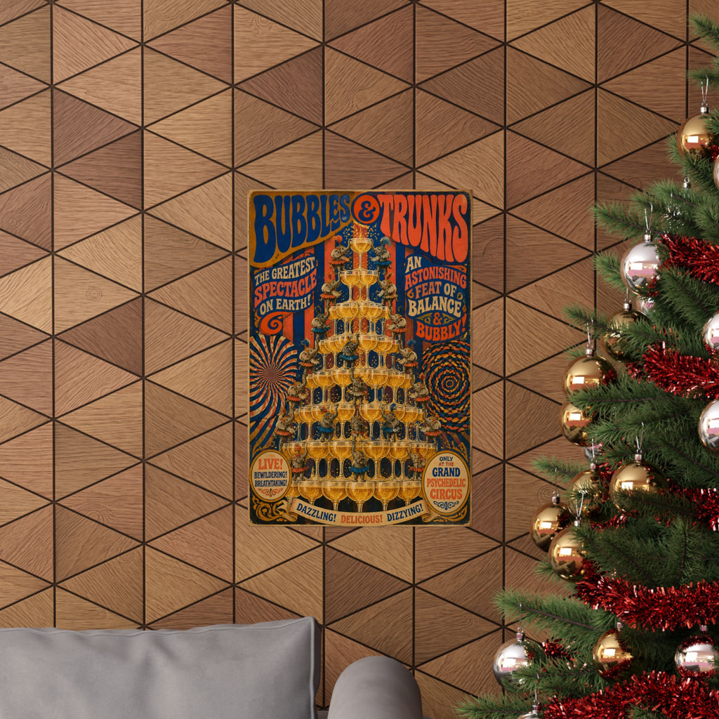 Champagne Tower Elephants Wall Art Poster 18×24 Psychedelic Cafe Decor Maximalist Print