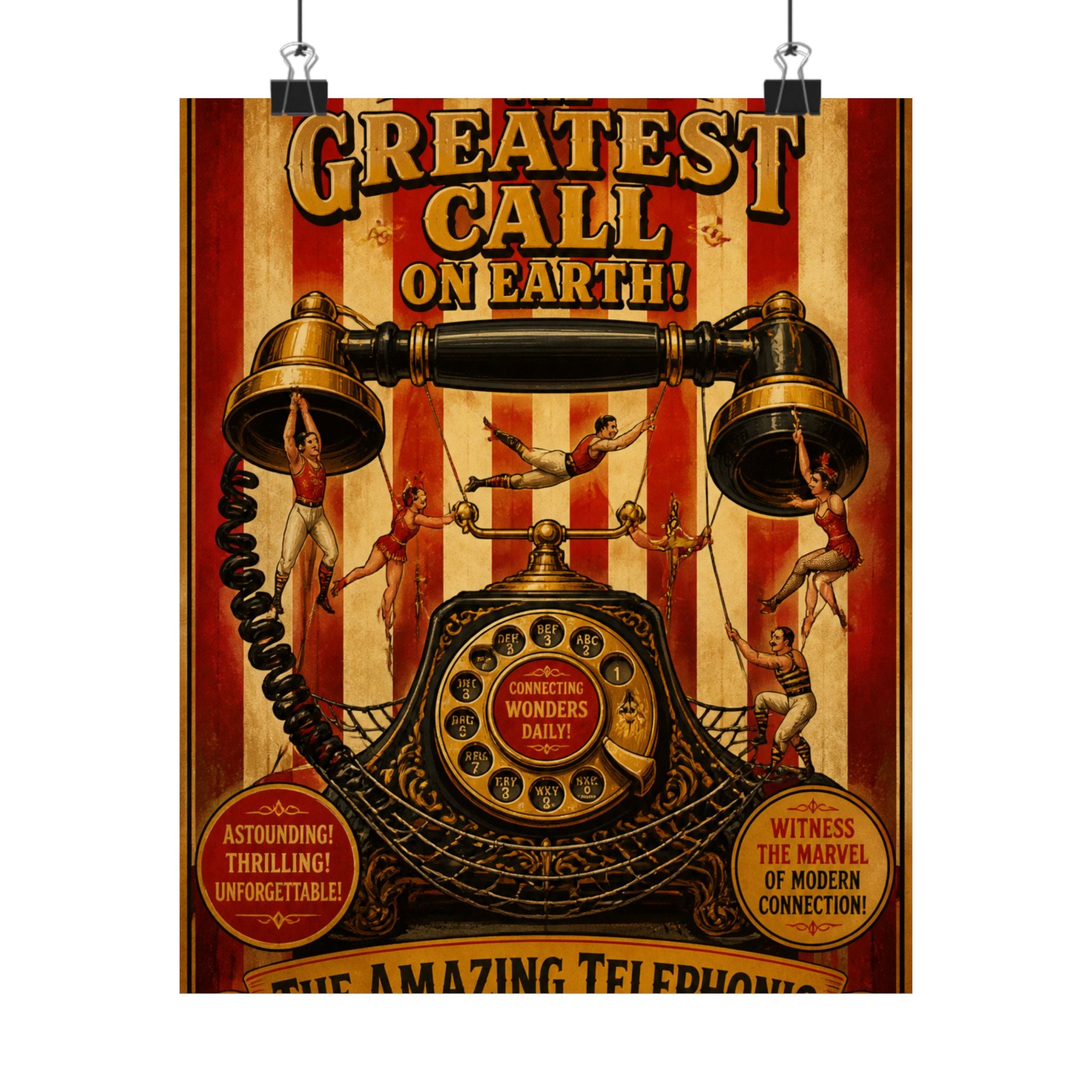Vintage Telephone Booth Wall Art Poster 18×24 Vintage Circus Kitchen Decor Maximalist Print