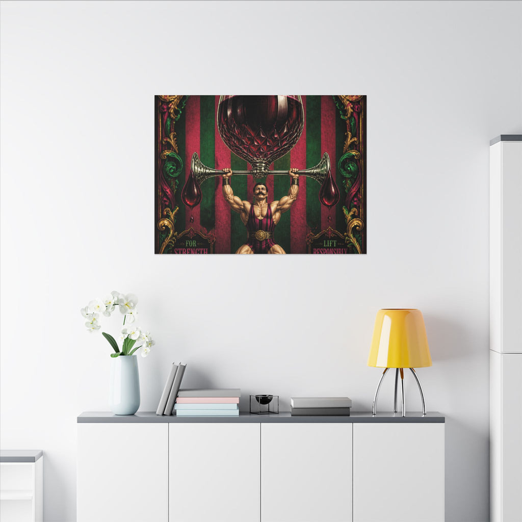 Wine Glass Strongman Wall Art Canvas 16×20 Baroque Home Office Decor Maximalist Print
