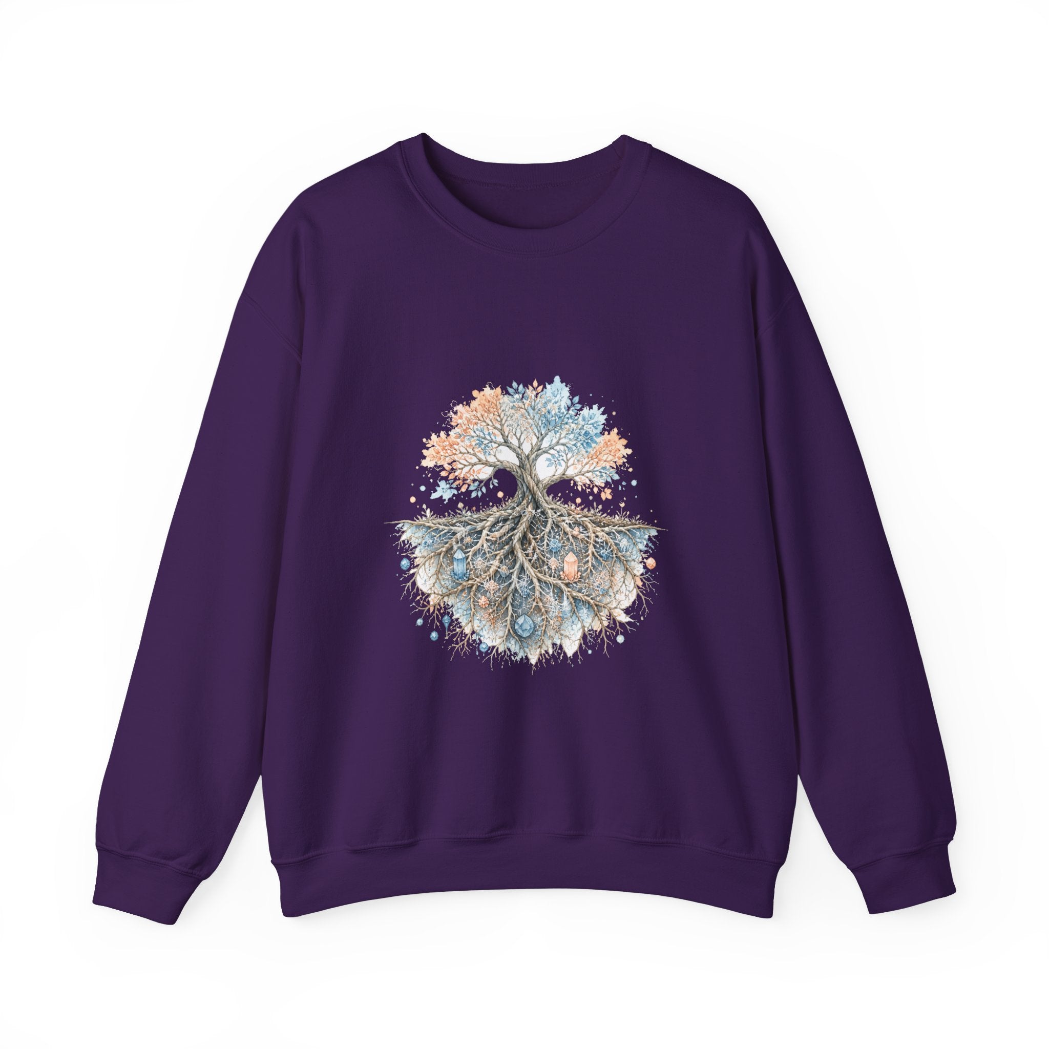 Matching Couple Sweatshirt - Ancient Oak & Deep Roots Matching Couple Crewneck Sweatshirt Watercolor Art His Hers Engagement Gift - Design B