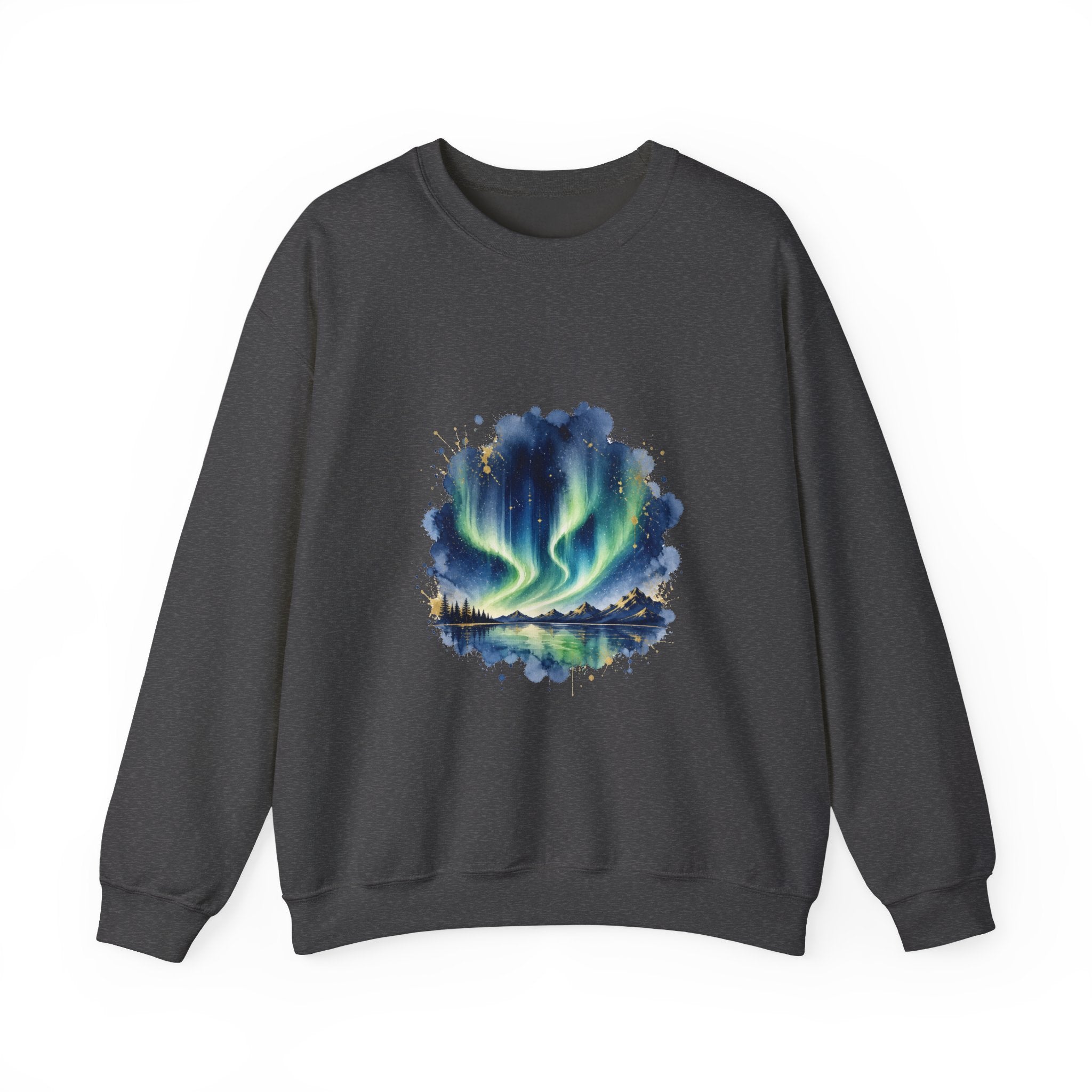 Matching Couple Sweatshirt - Aurora & Southern Cross Matching Couple Crewneck Sweatshirt Watercolor Art His Hers Engagement Gift - Design A