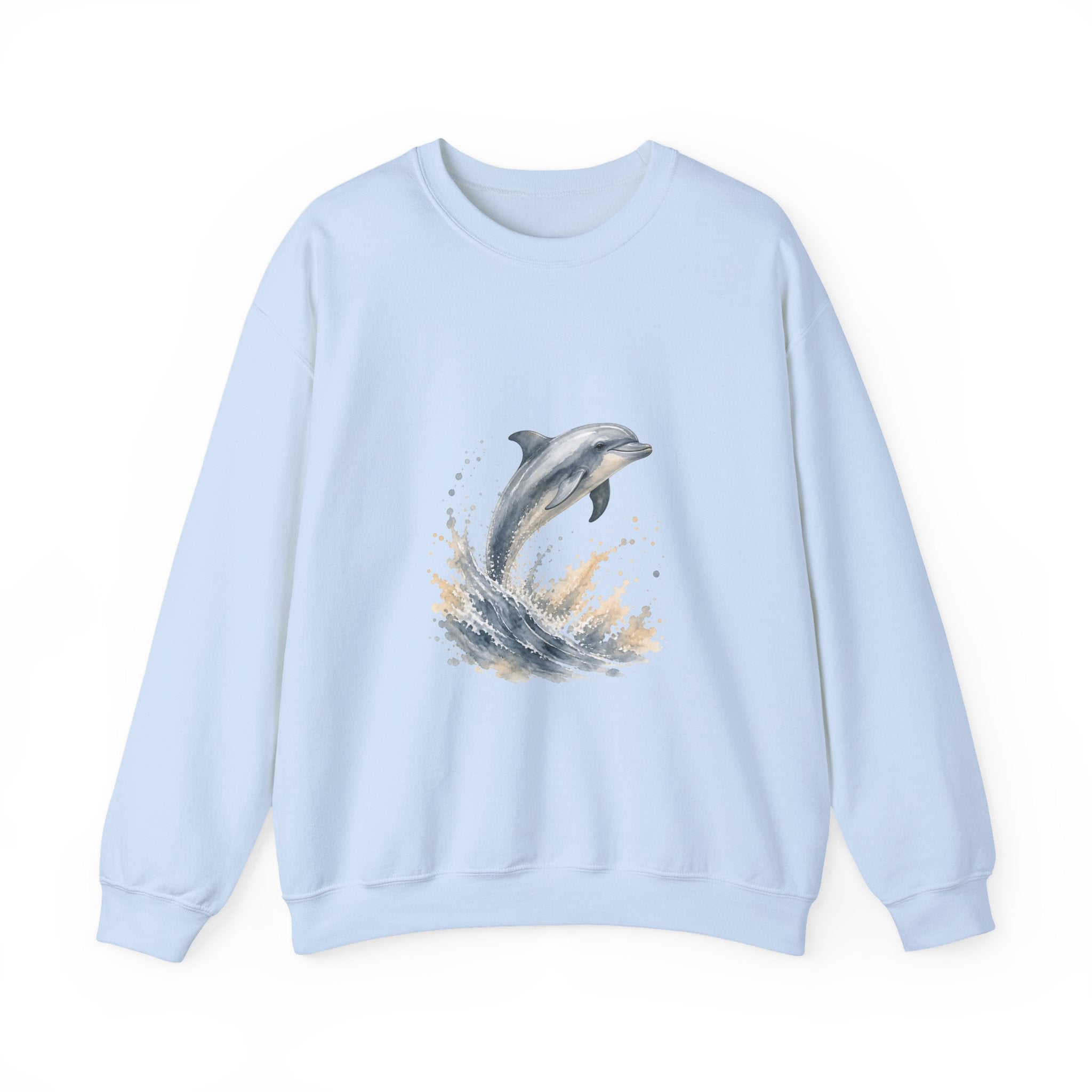 Matching Couple Sweatshirt - Shark & Dolphin Matching Couple Comfort Colors Crew Watercolor Art His Hers Birthday Gift - Design B