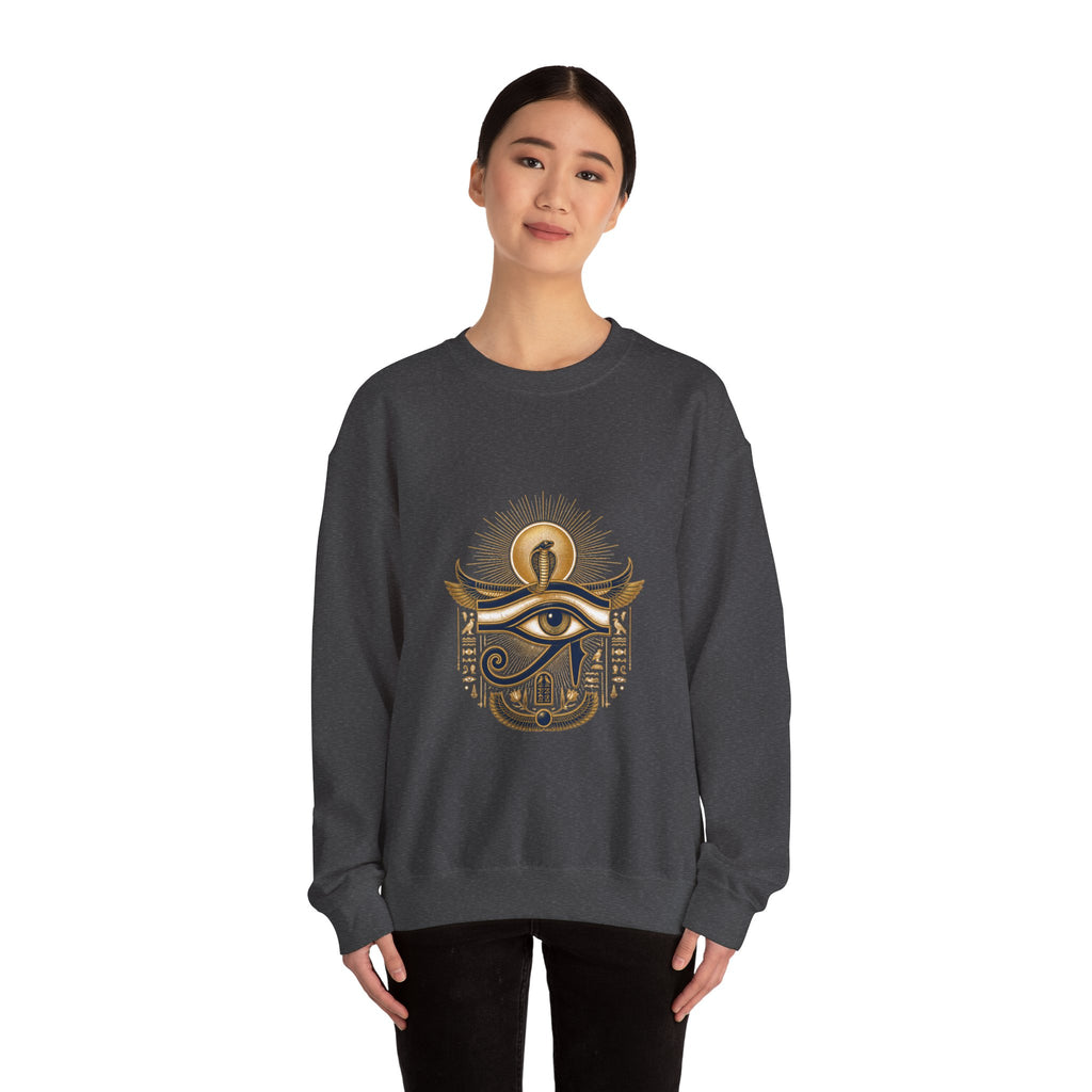 Matching Couple Sweatshirt - Eye of Ra & Horus Matching Couple Crewneck Sweatshirt Vintage Art His Hers Wedding Gift - Design A