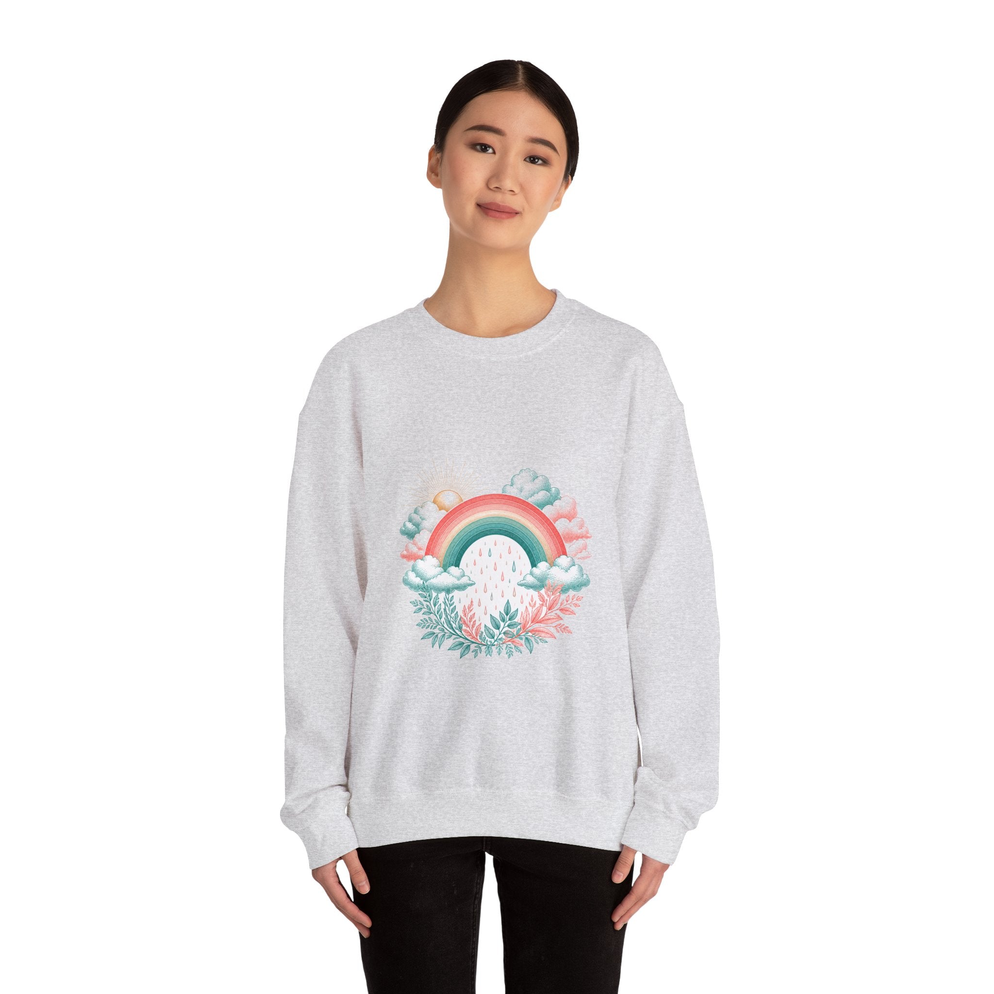 Matching Couple Sweatshirt - Storm & Rainbow Matching Couple Comfort Colors Crew Vintage Art His Hers Honeymoon Gift - Design B