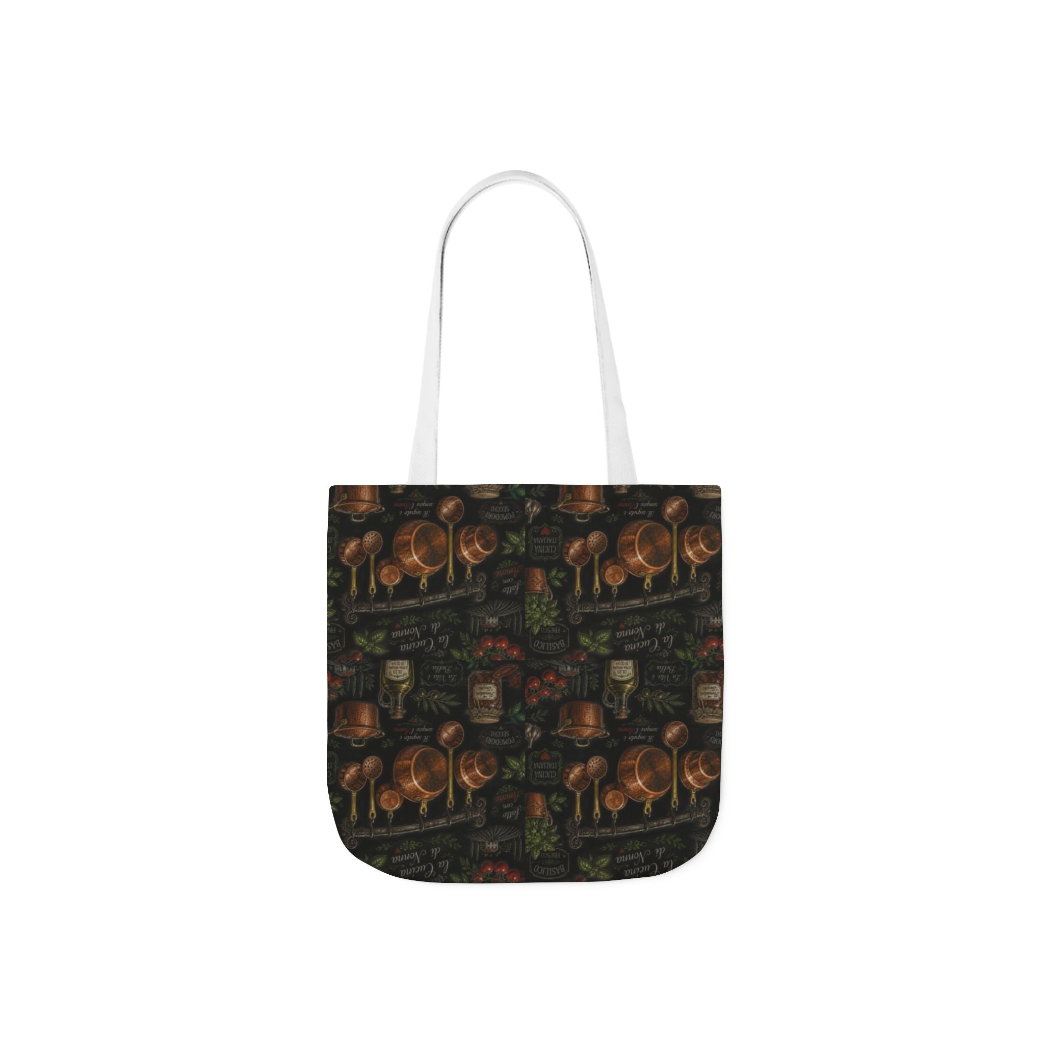 Copper Cookware Canvas Tote Bag Mediterranean Kitchen Chalk Art Design Italian Cottagecore Gift