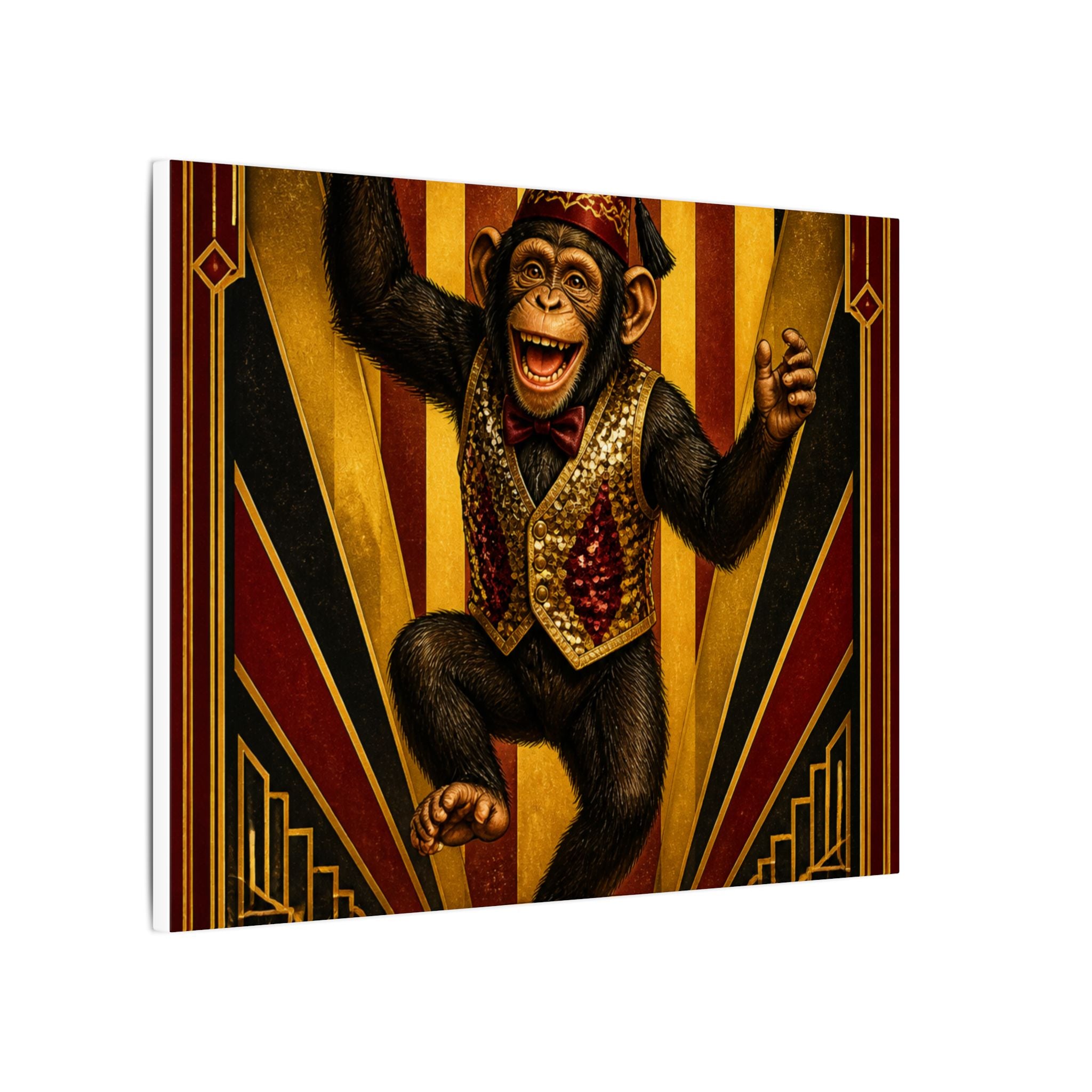 Dancing Monkey Wall Art Canvas 24×36 Art Deco Bar Area Decor Maximalist Print