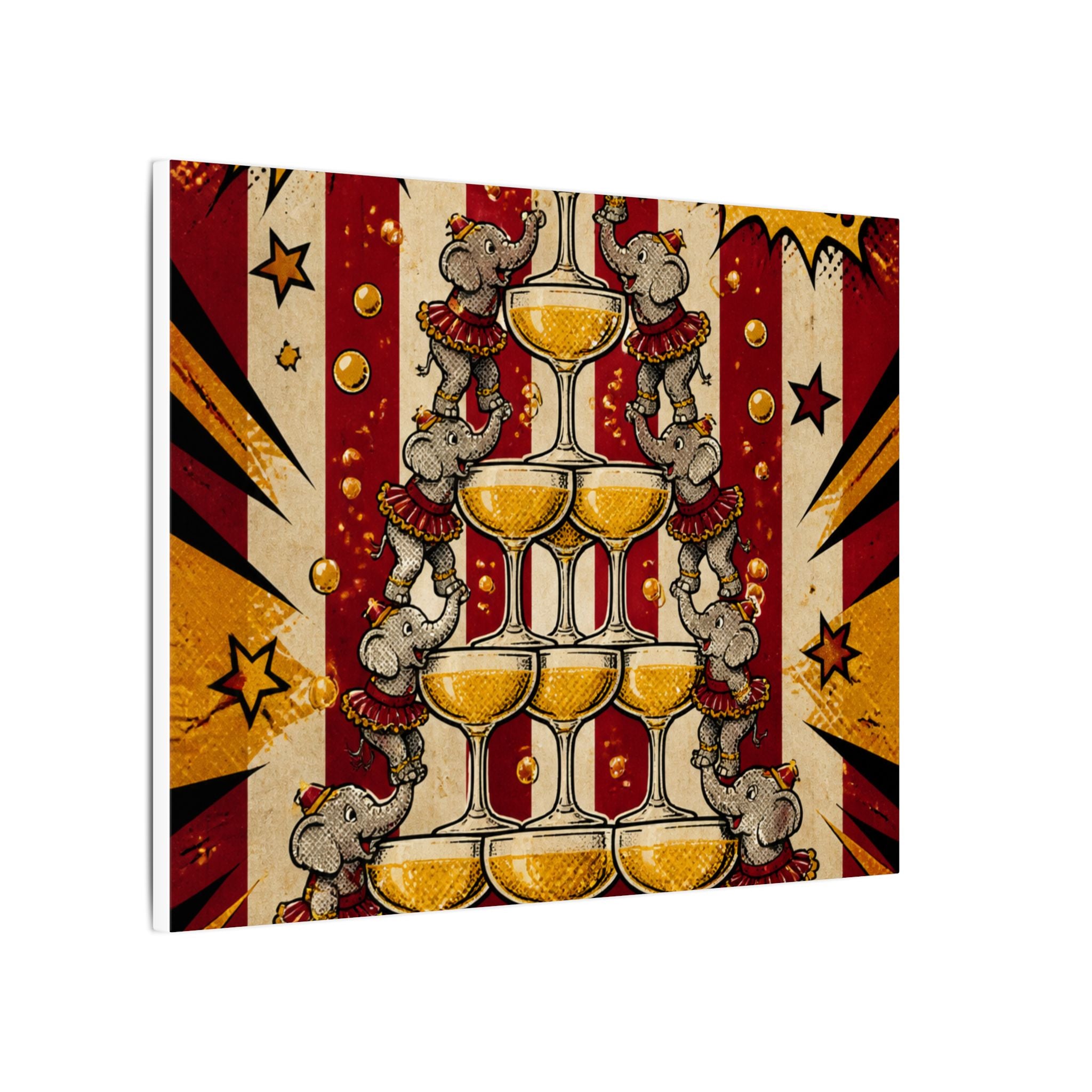 Champagne Tower Elephants Wall Art Canvas 24×36 Pop Art Restaurant Decor Maximalist Print