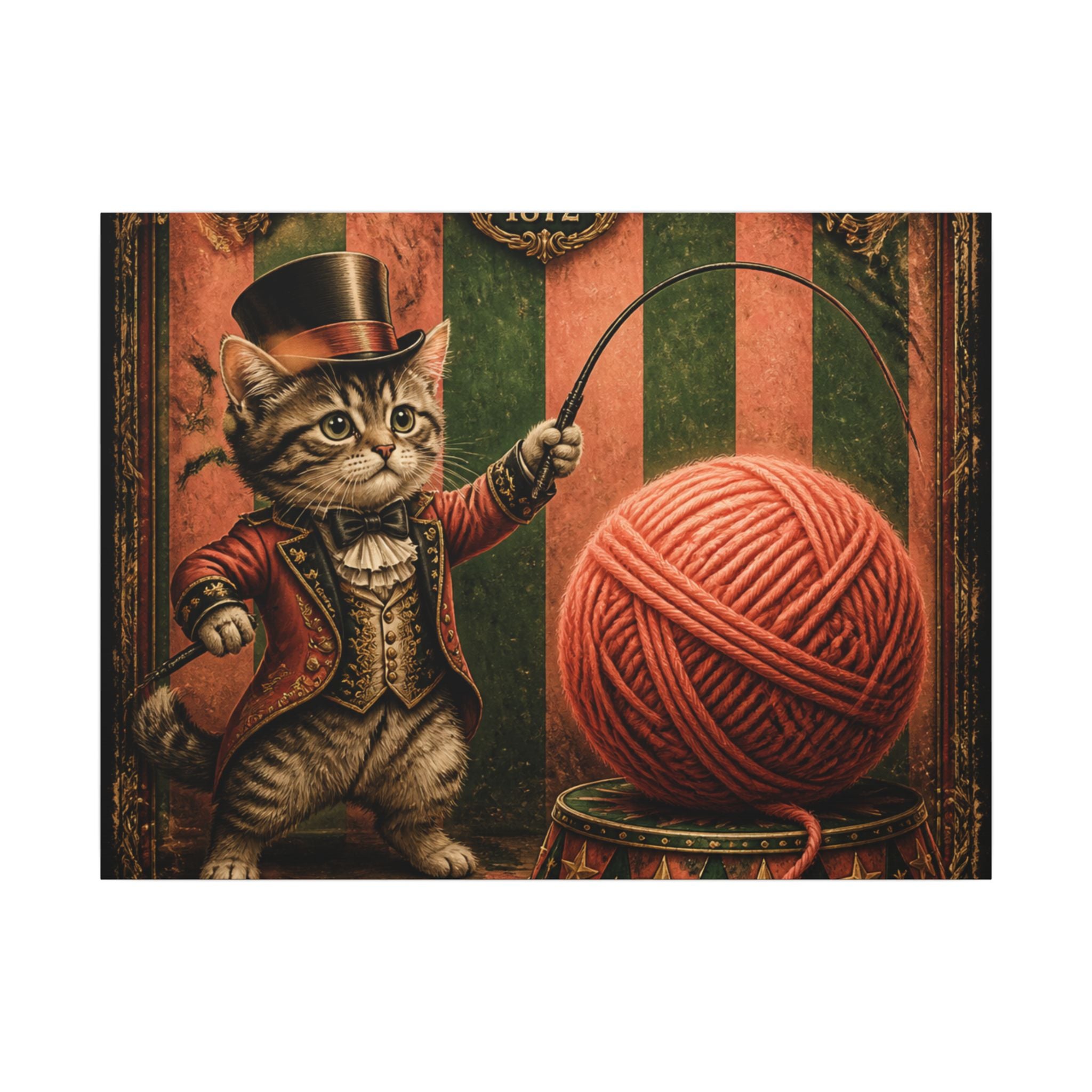 Cat Lion Tamer Wall Art Canvas 16×20 Baroque Home Office Decor Maximalist Print