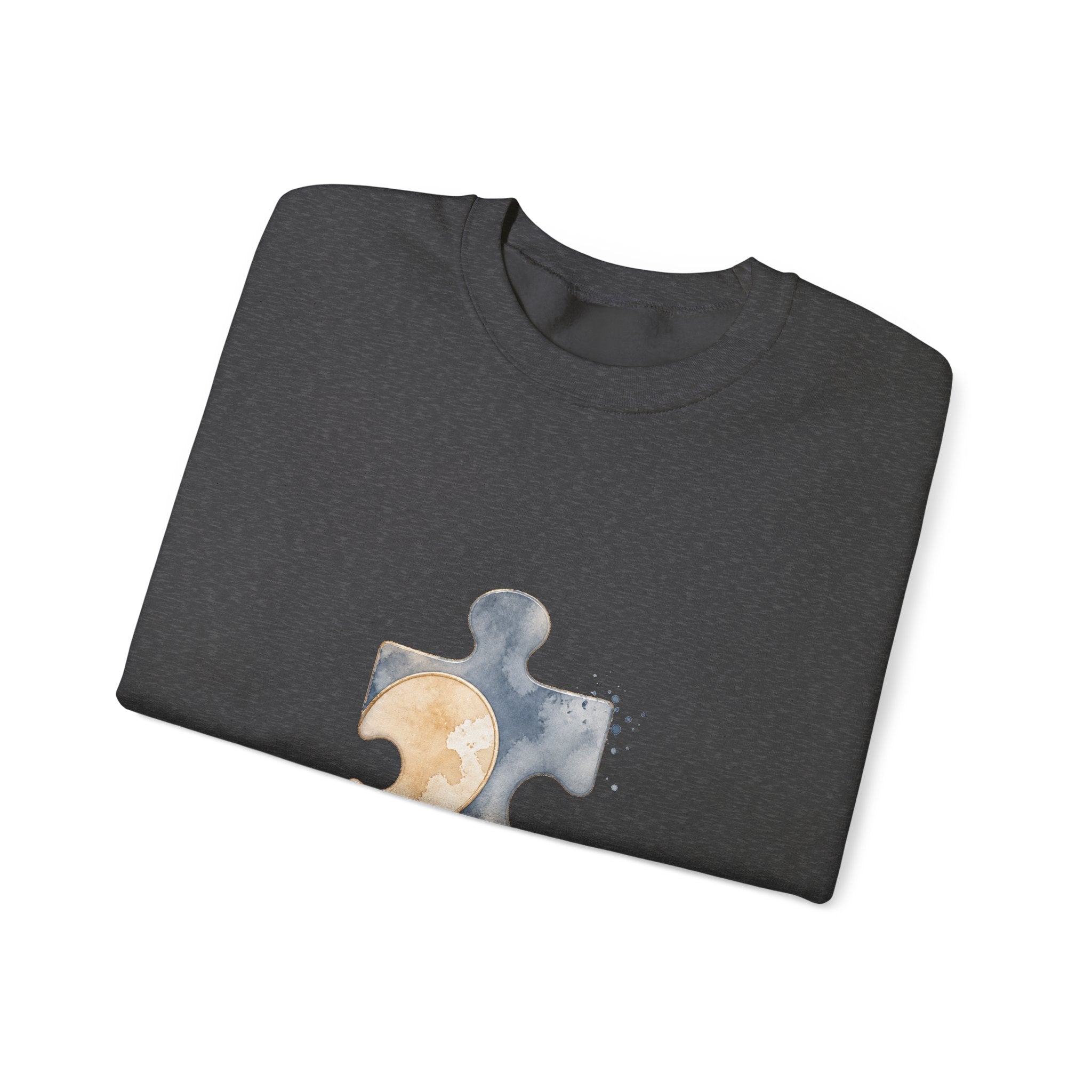 Matching Couple Sweatshirt - Puzzle Pieces Matching Couple Premium Fleece Sweatshirt Watercolor Art His Hers Birthday Gift - Design B