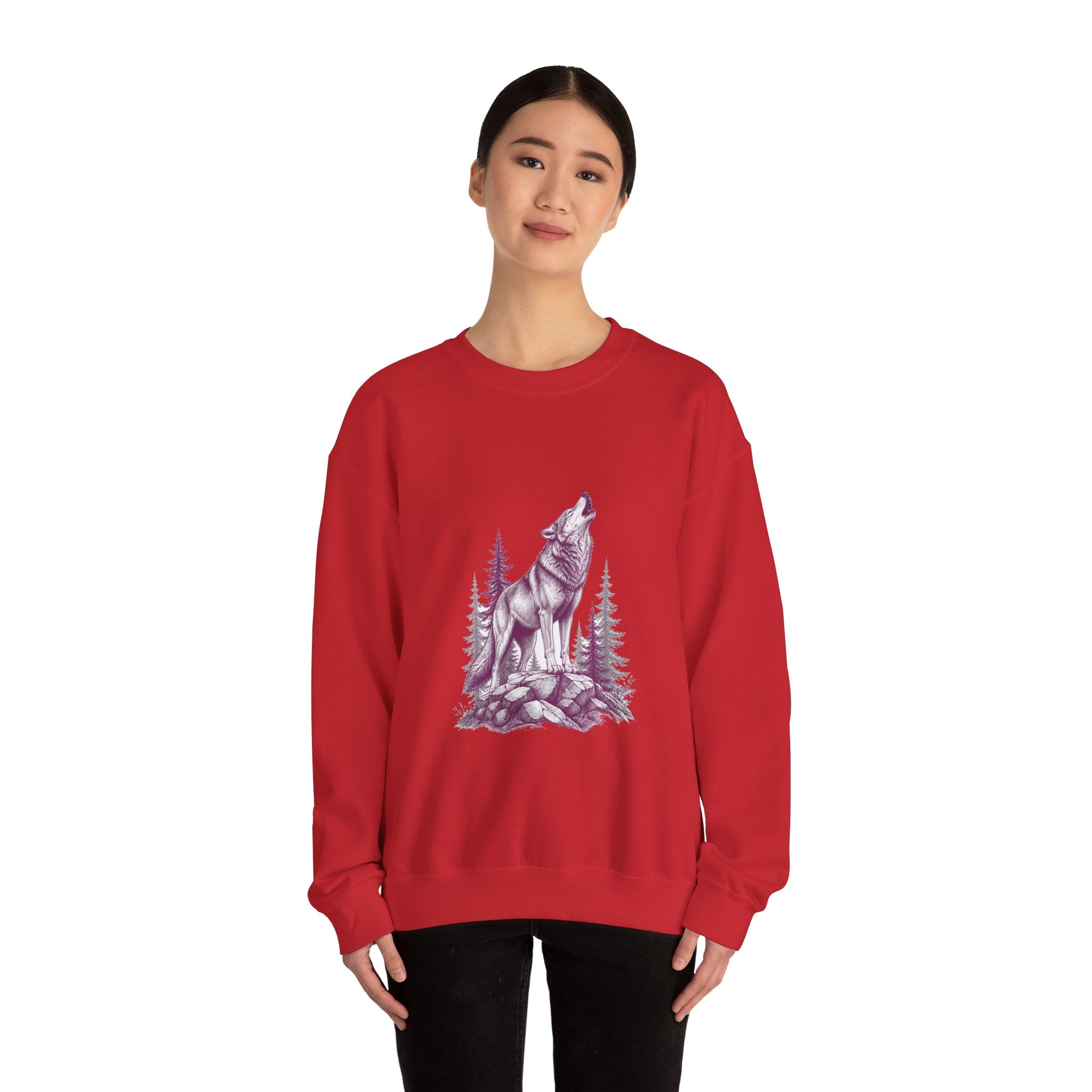 Matching Couple Sweatshirt - Wolf & Dove Matching Couple Comfort Colors Crew Hand-Drawn Art His Hers Anniversary Gift - Design A