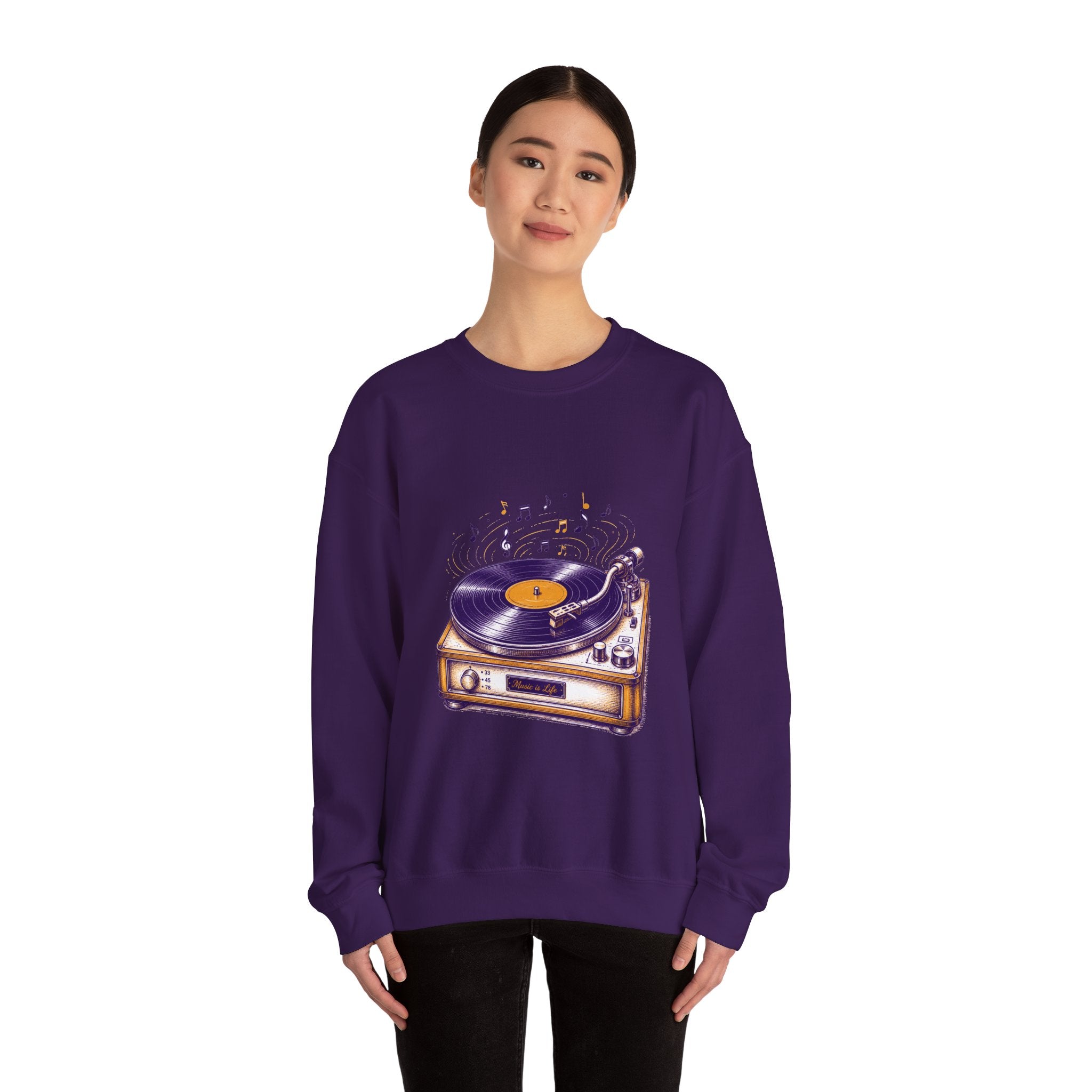 Matching Couple Sweatshirt - Vinyl & Cassette Matching Couple Premium Fleece Sweatshirt Hand-Drawn Art His Hers Anniversary Gift - Design A