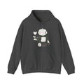 Matching Couple Sweatshirt - Robot & Heart Matching Couple Hooded Sweatshirt Minimalist Art His Hers Valentine Gift - Design A