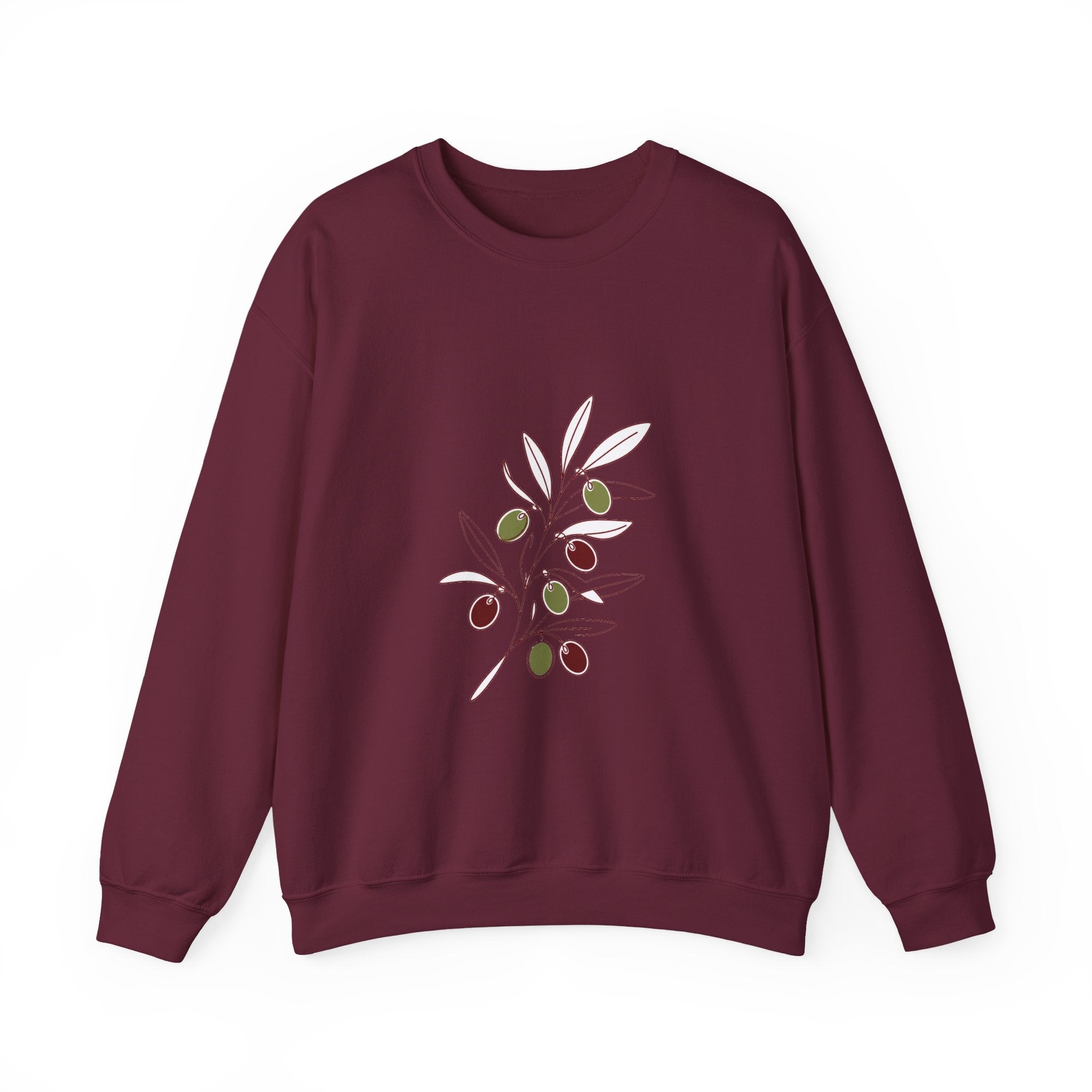 Matching Couple Sweatshirt - Olive Branch & Fig Matching Couple Crewneck Sweatshirt Minimalist Art His Hers Valentine Gift - Design A