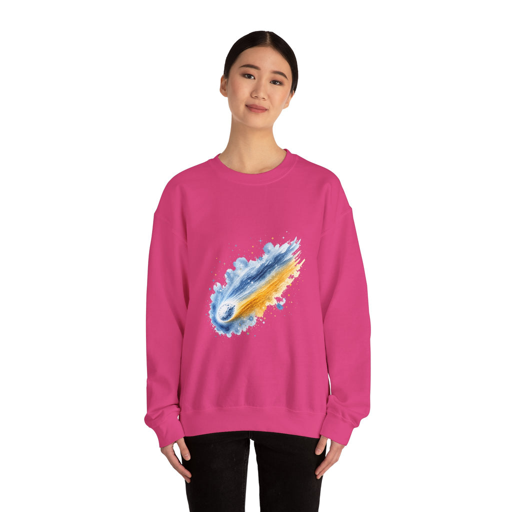 Matching Couple Sweatshirt - Comet & Asteroid Matching Couple Crewneck Sweatshirt Watercolor Art His Hers Engagement Gift - Design A