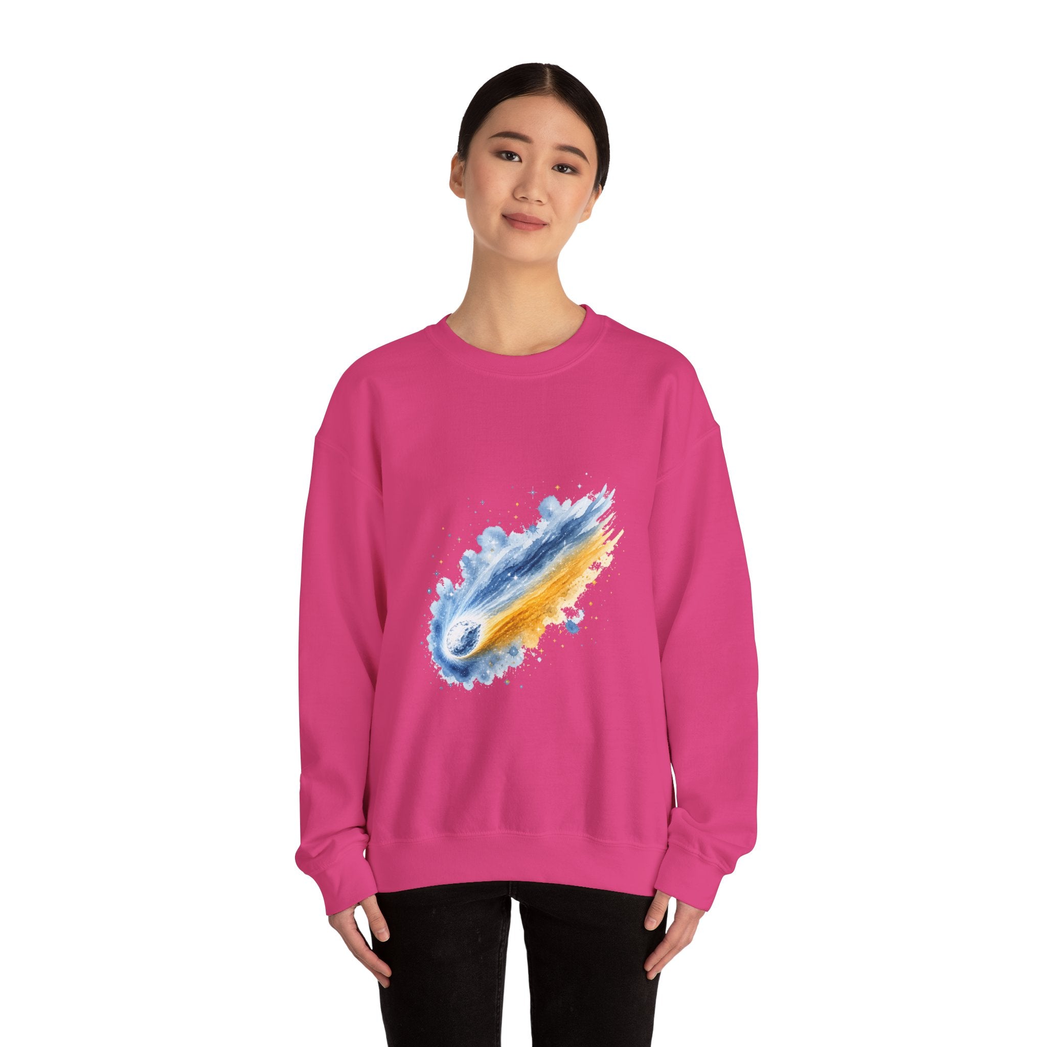 Matching Couple Sweatshirt - Comet & Asteroid Matching Couple Crewneck Sweatshirt Watercolor Art His Hers Engagement Gift - Design A
