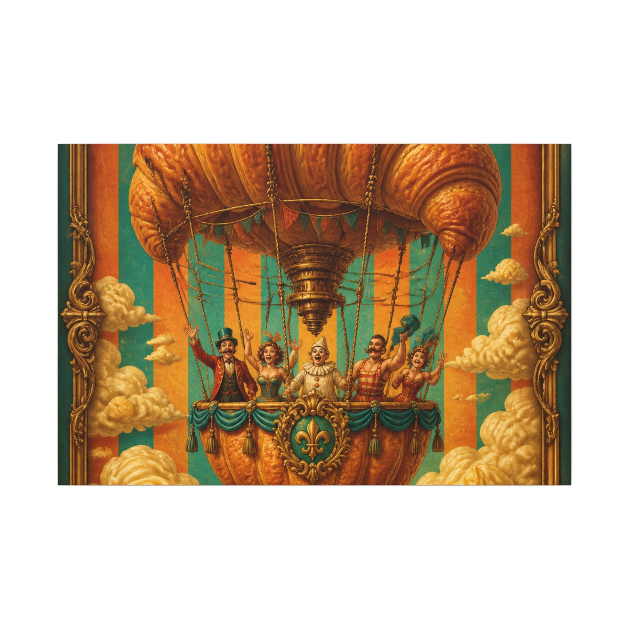 Croissant Hot Air Balloon Wall Art Canvas 24×36 Baroque Studio Decor Maximalist Print