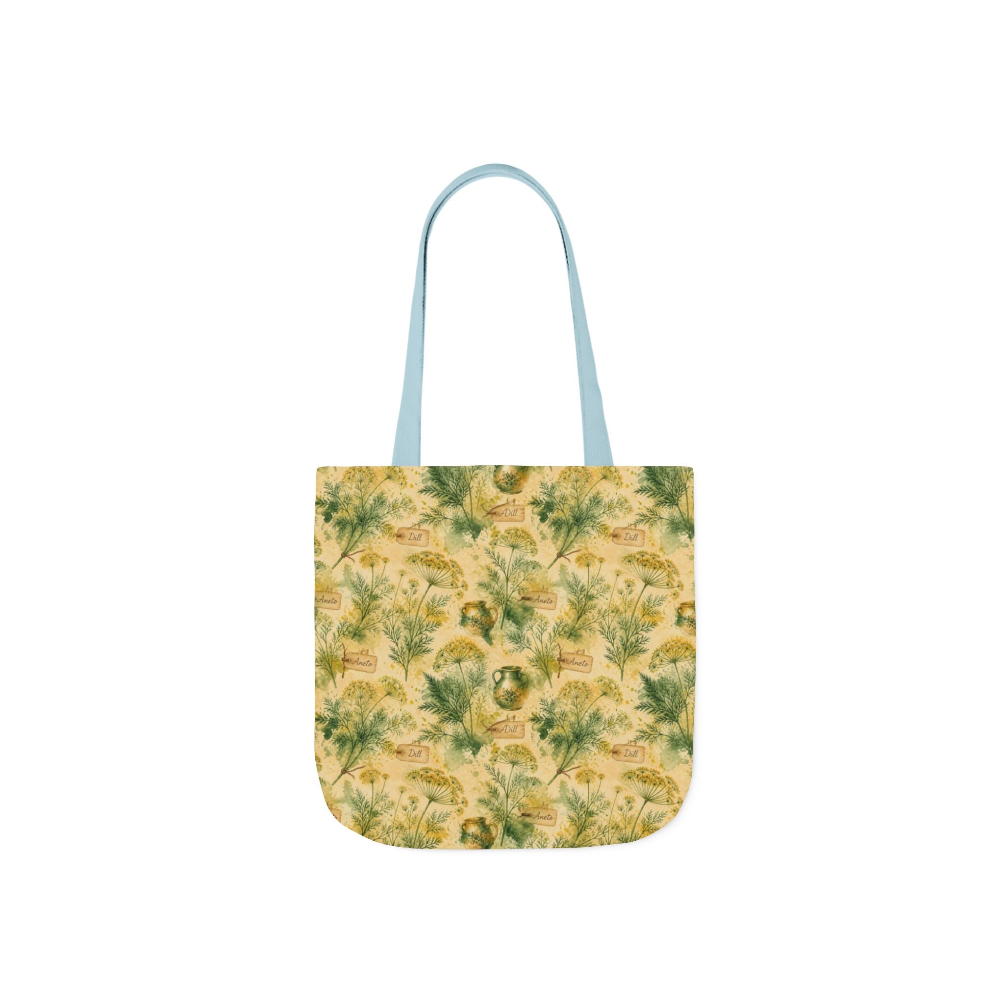 Dill Fronds Canvas Tote Bag Mediterranean Kitchen Watercolor Splash Design Italian Cottagecore Gift