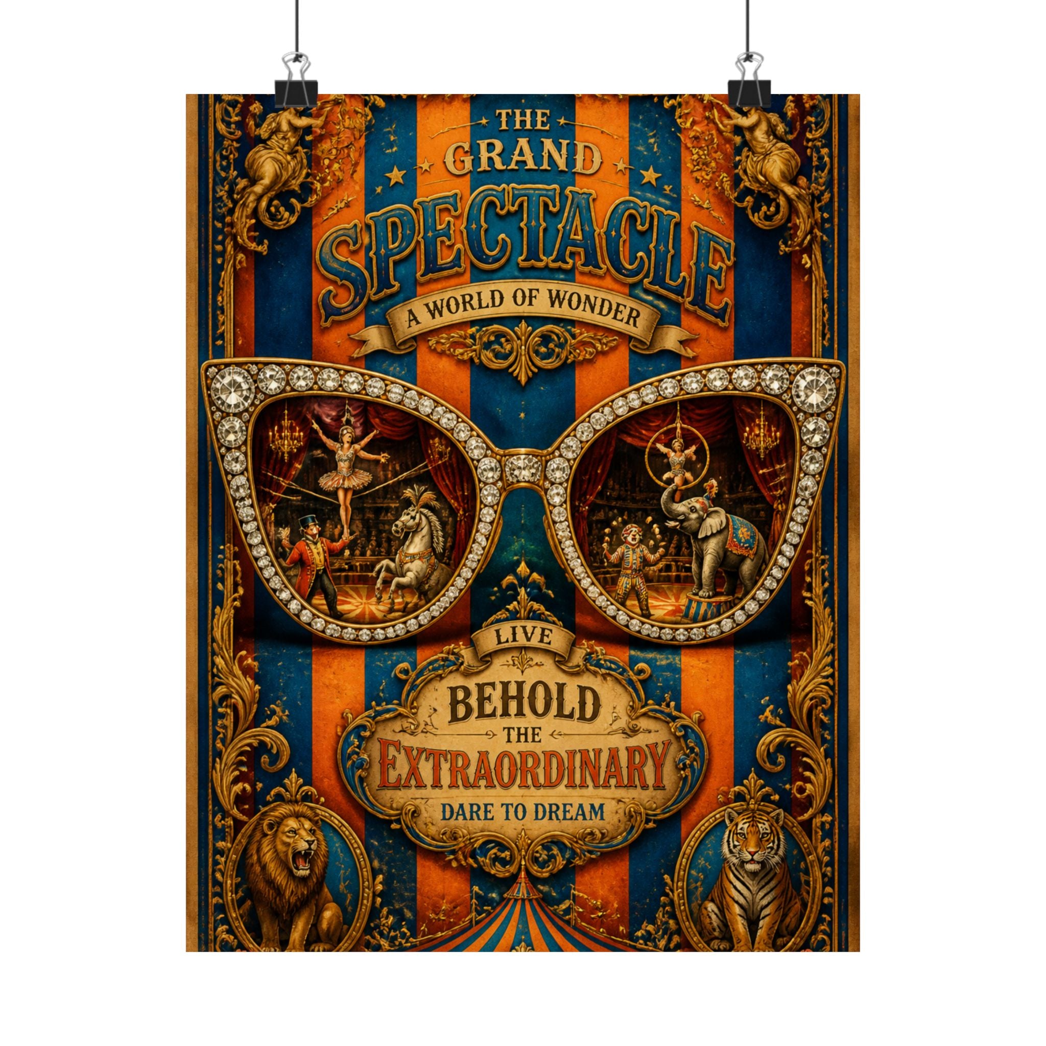 Sunglasses Circus Ring Wall Art Poster 24×36 Baroque Studio Decor Maximalist Print