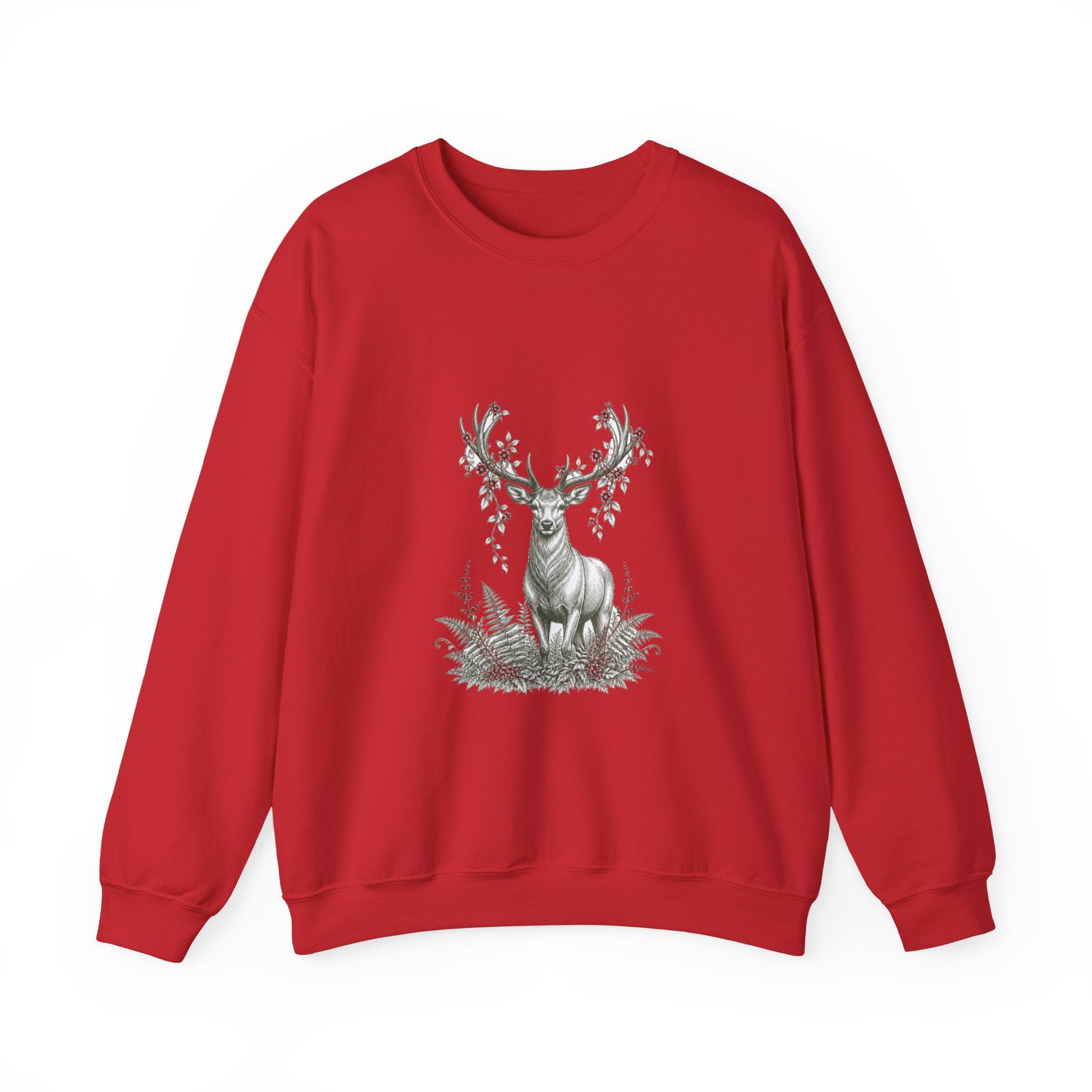 Matching Couple Sweatshirt - Bear & Deer Matching Couple Premium Fleece Sweatshirt Hand-Drawn Art His Hers Anniversary Gift - Design B