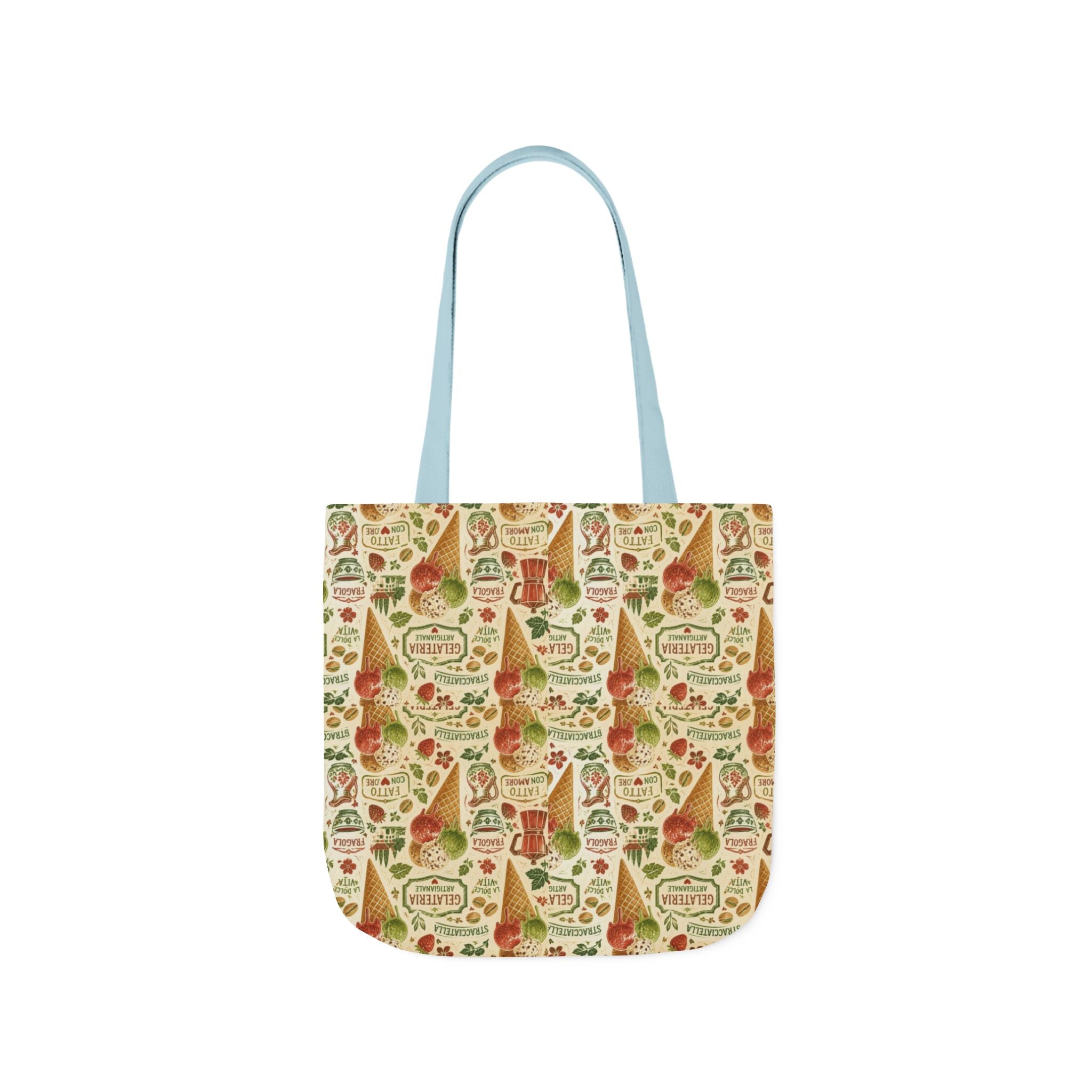 Gelato Scoops Canvas Tote Bag Mediterranean Kitchen Linocut Design Italian Cottagecore Gift