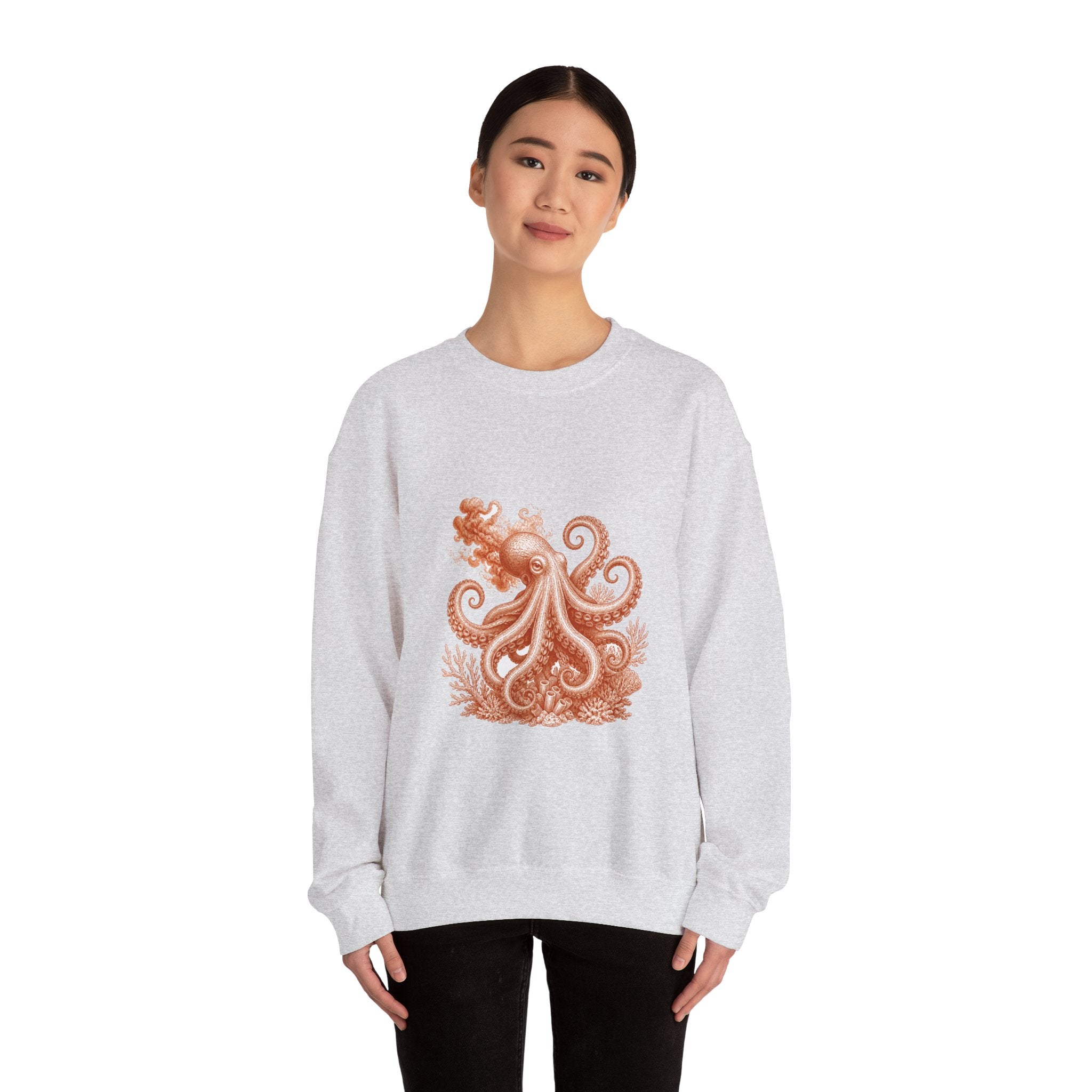 Matching Couple Sweatshirt - Octopus & Jellyfish Matching Couple Comfort Colors Crew Vintage Art His Hers Honeymoon Gift - Design A
