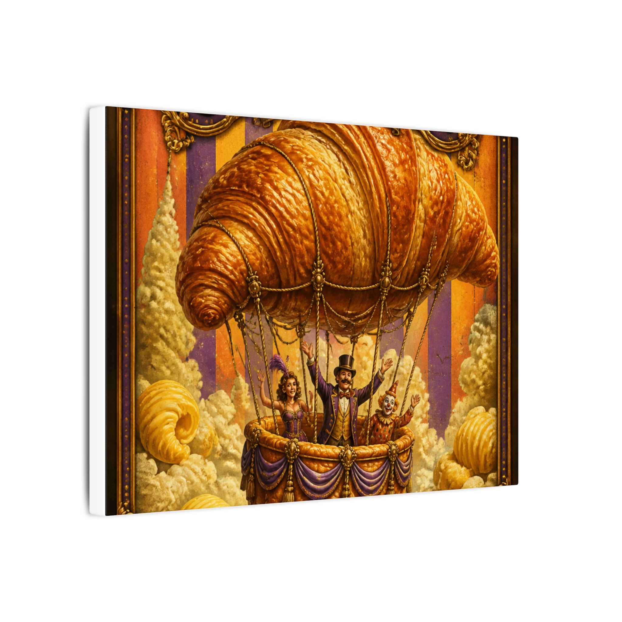 Croissant Hot Air Balloon Wall Art Canvas 16×20 Baroque Home Office Decor Maximalist Print
