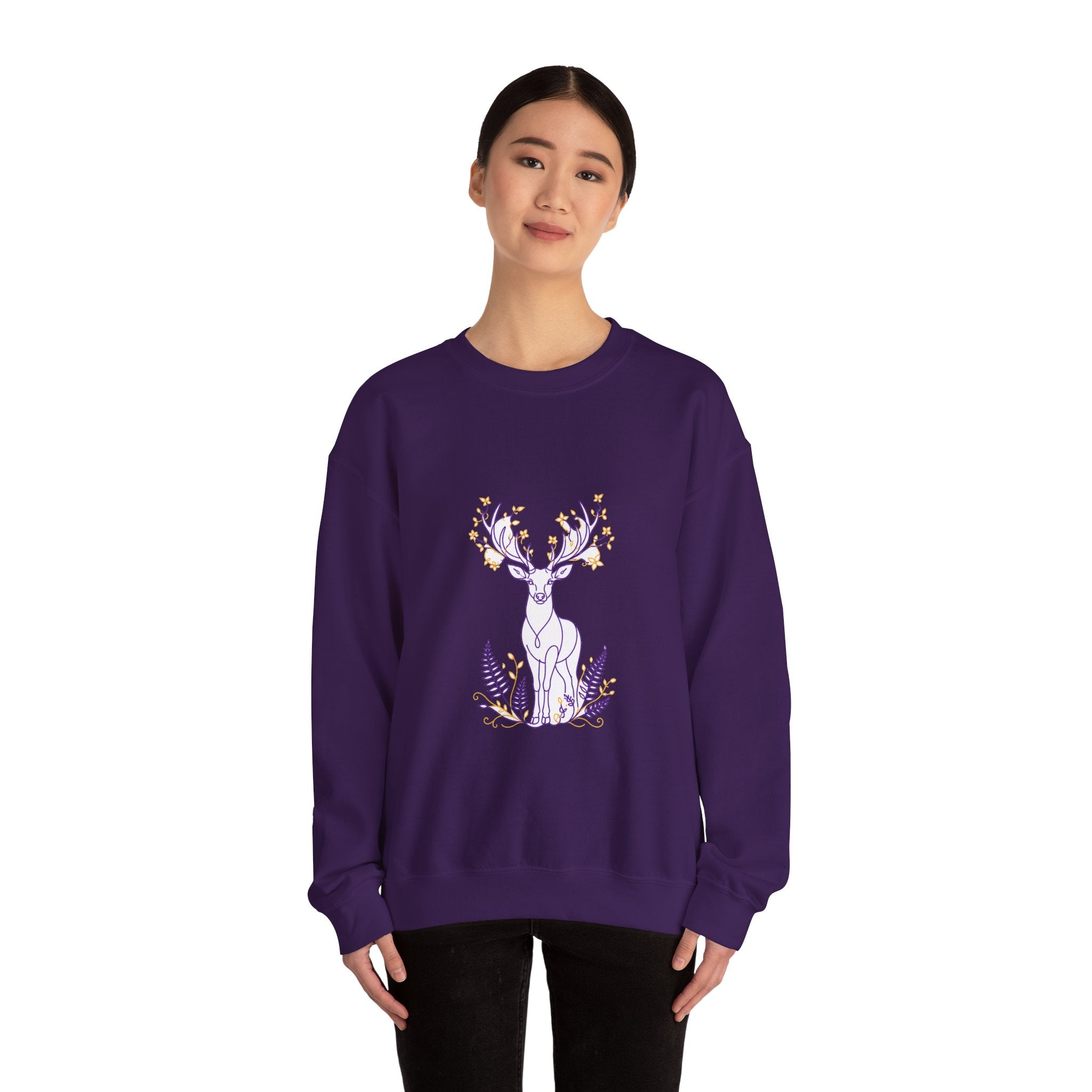 Matching Couple Sweatshirt - Bear & Deer Matching Couple Crewneck Sweatshirt Minimalist Art His Hers Valentine Gift - Design B