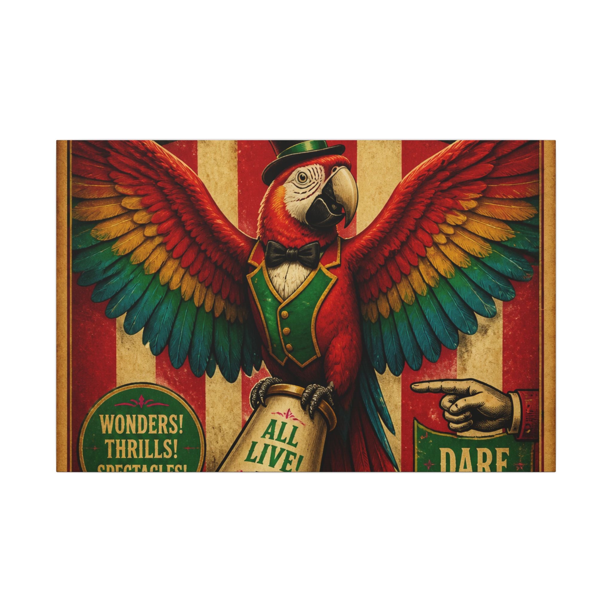 Parrot Ringmaster Wall Art Canvas 24×36 Vintage Circus Bedroom Decor Maximalist Print