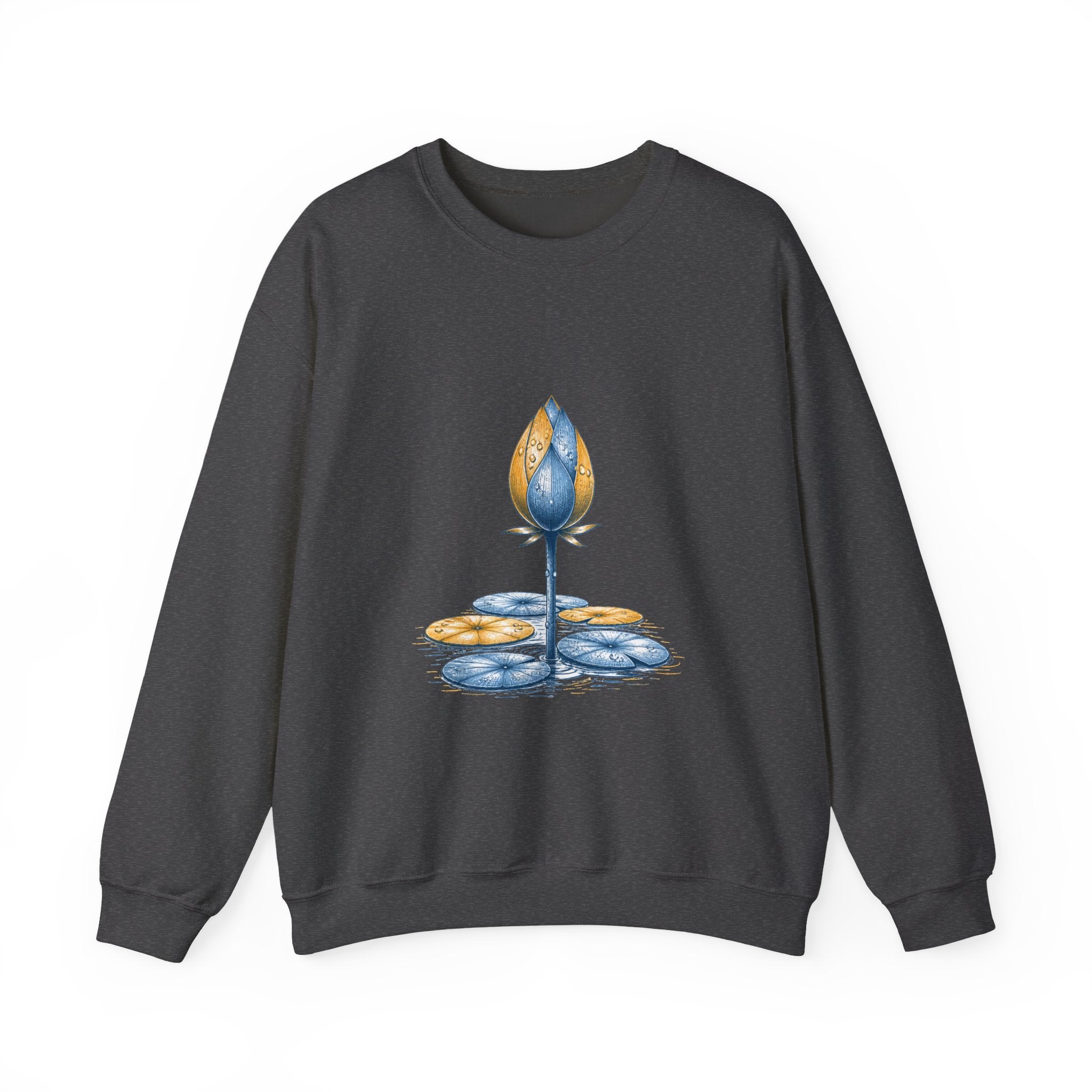 Matching Couple Sweatshirt - Open & Closed Lotus Matching Couple Comfort Colors Crew Hand-Drawn Art His Hers Anniversary Gift - Design B