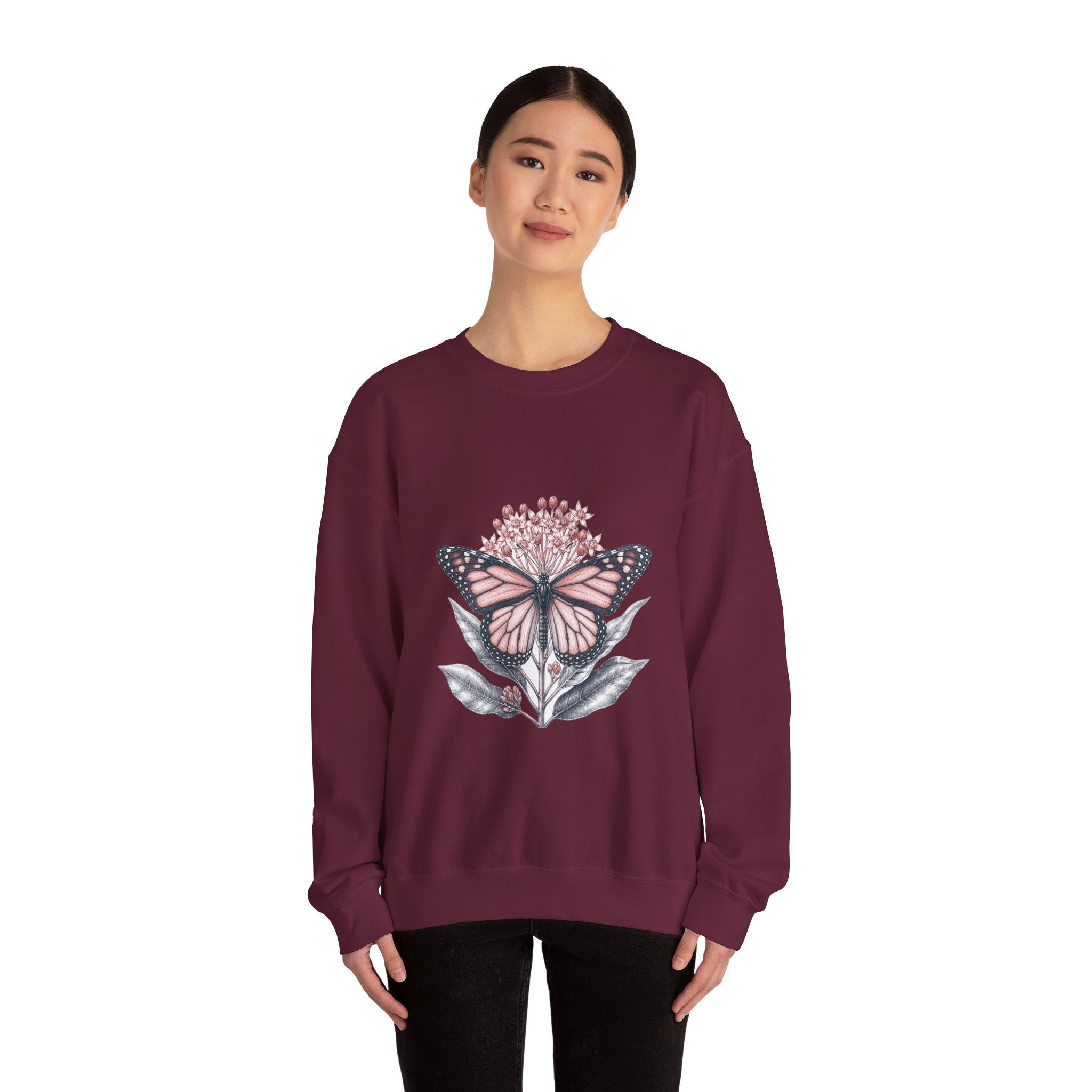 Matching Couple Sweatshirt - Butterfly & Moth Matching Couple Comfort Colors Crew Hand-Drawn Art His Hers Anniversary Gift - Design A