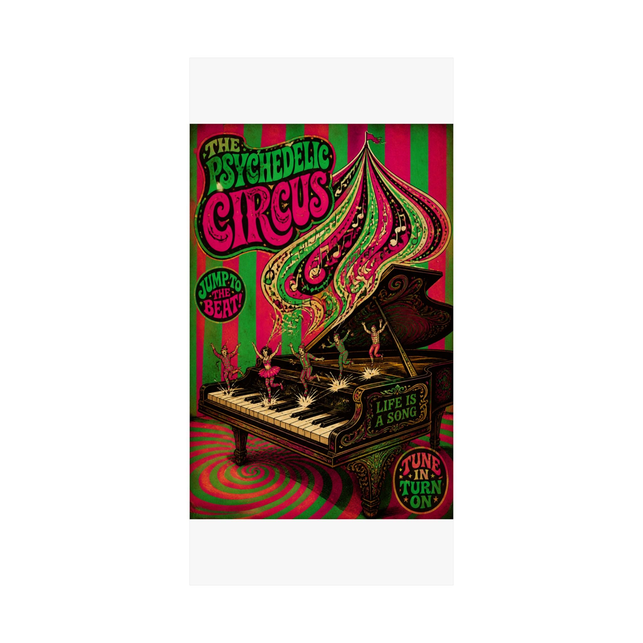 Grand Piano Acrobats Wall Art Poster 24×36 Psychedelic Dining Room Decor Maximalist Print