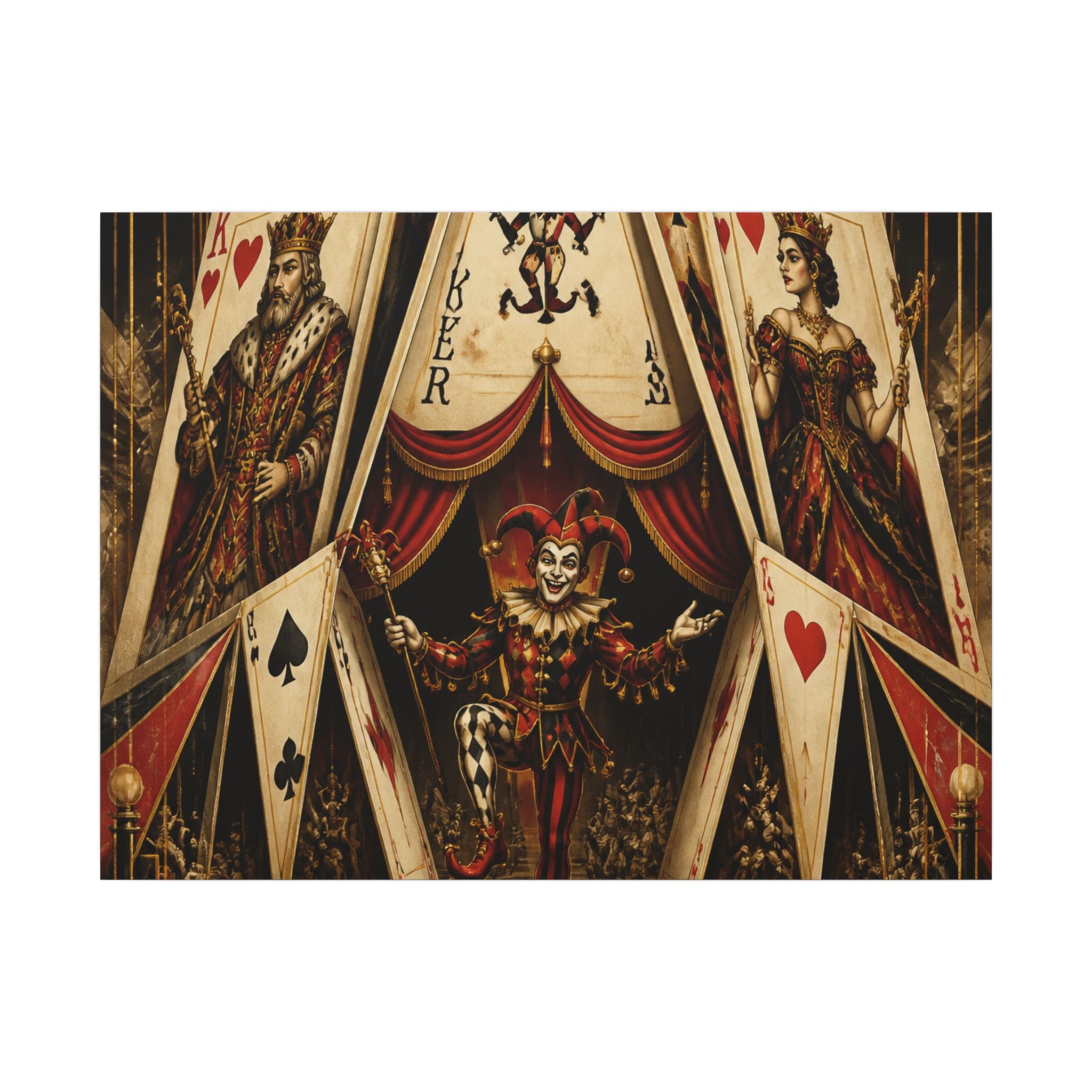 Playing Cards Tent Wall Art Canvas 24×36 Art Deco Bar Area Decor Maximalist Print