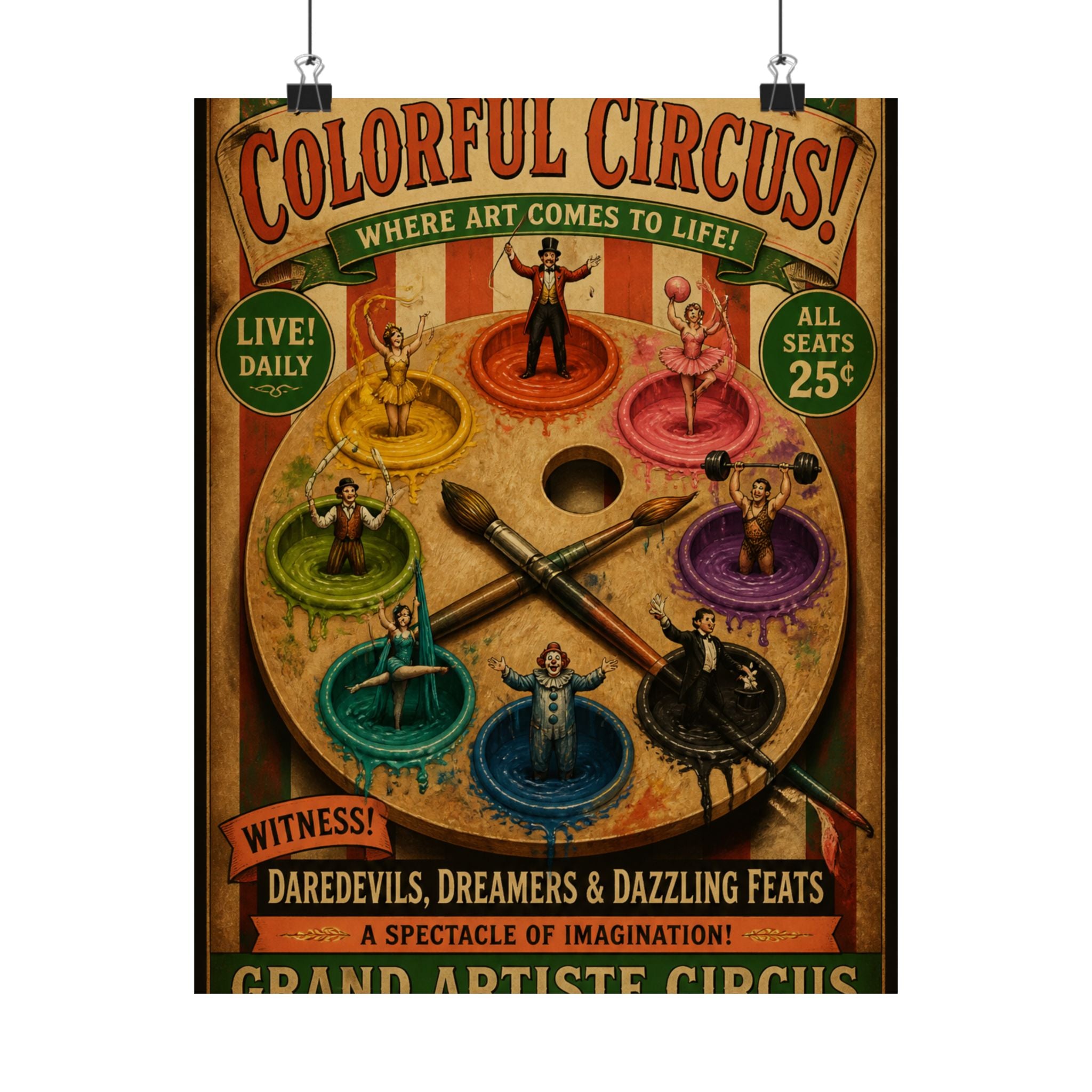 Paint Palette Stage Wall Art Poster 18×24 Vintage Circus Kitchen Decor Maximalist Print