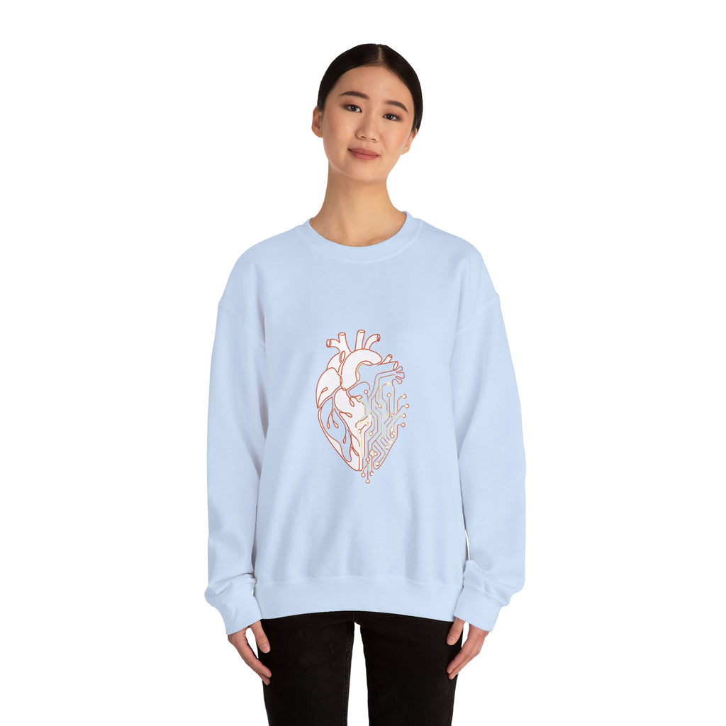 Matching Couple Sweatshirt - Robot & Heart Matching Couple Crewneck Sweatshirt Minimalist Art His Hers Valentine Gift - Design B