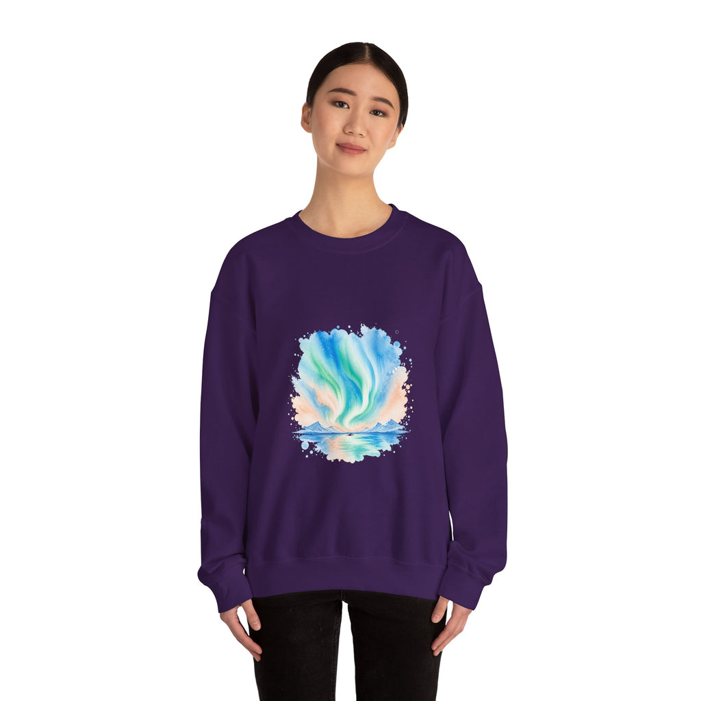 Matching Couple Sweatshirt - Aurora & Southern Cross Matching Couple Comfort Colors Crew Watercolor Art His Hers Birthday Gift - Design A