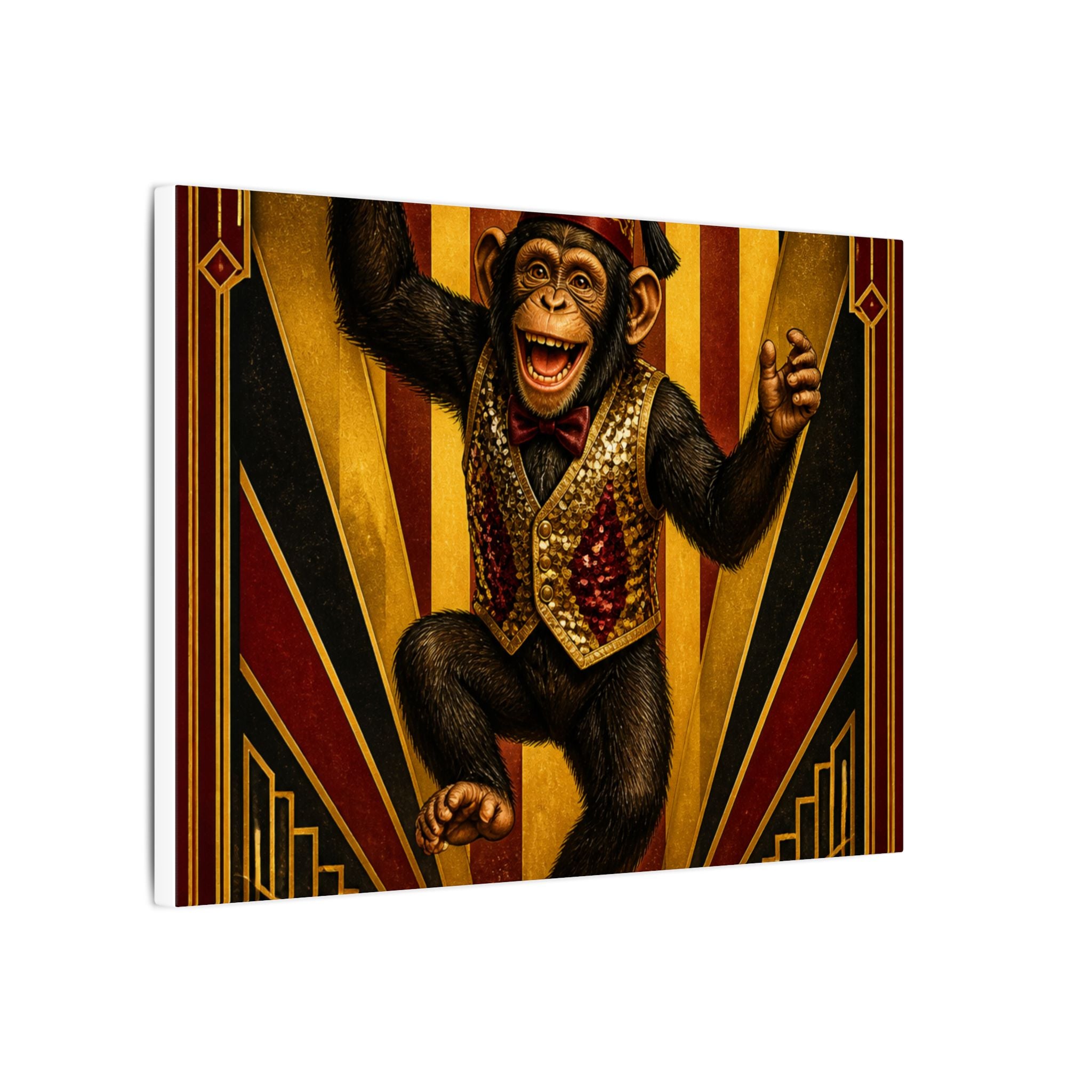 Dancing Monkey Wall Art Canvas 24×36 Art Deco Bar Area Decor Maximalist Print