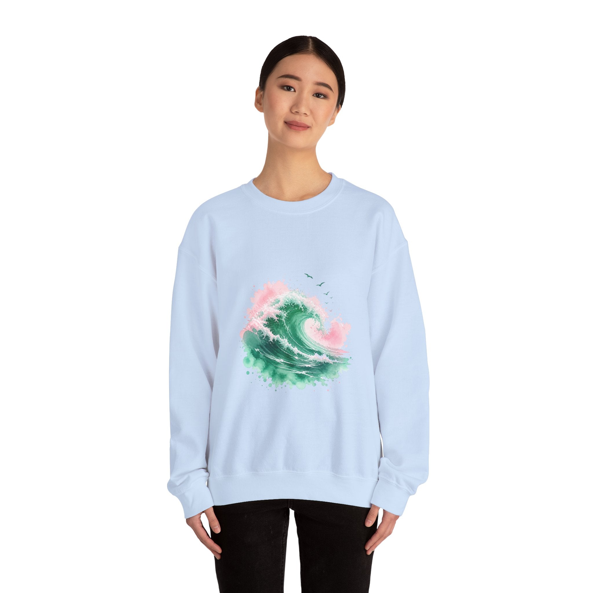 Matching Couple Sweatshirt - Mountain & Ocean Matching Couple Comfort Colors Crew Watercolor Art His Hers Birthday Gift - Design B