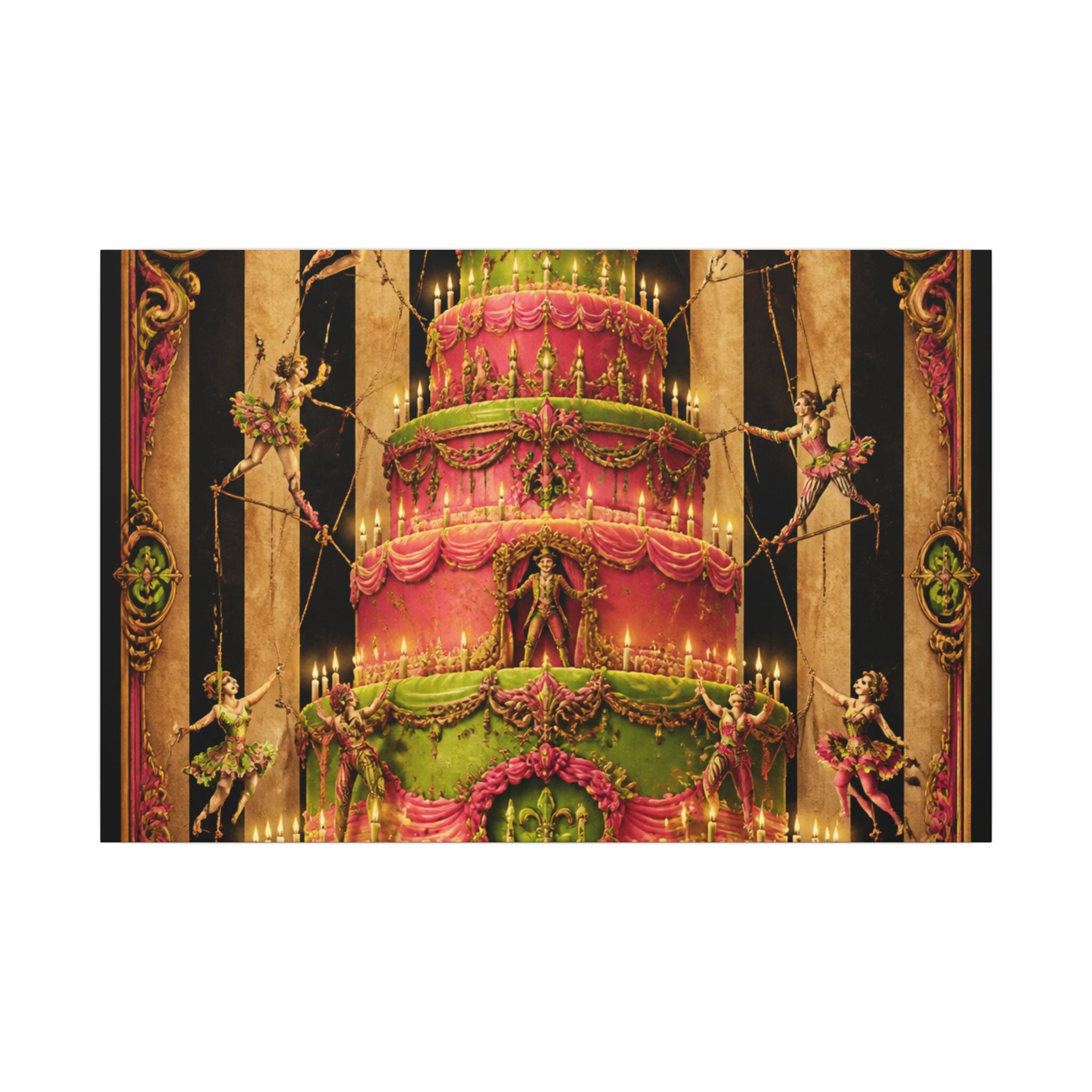 Birthday Cake Trapeze Wall Art Canvas 24×36 Baroque Studio Decor Maximalist Print