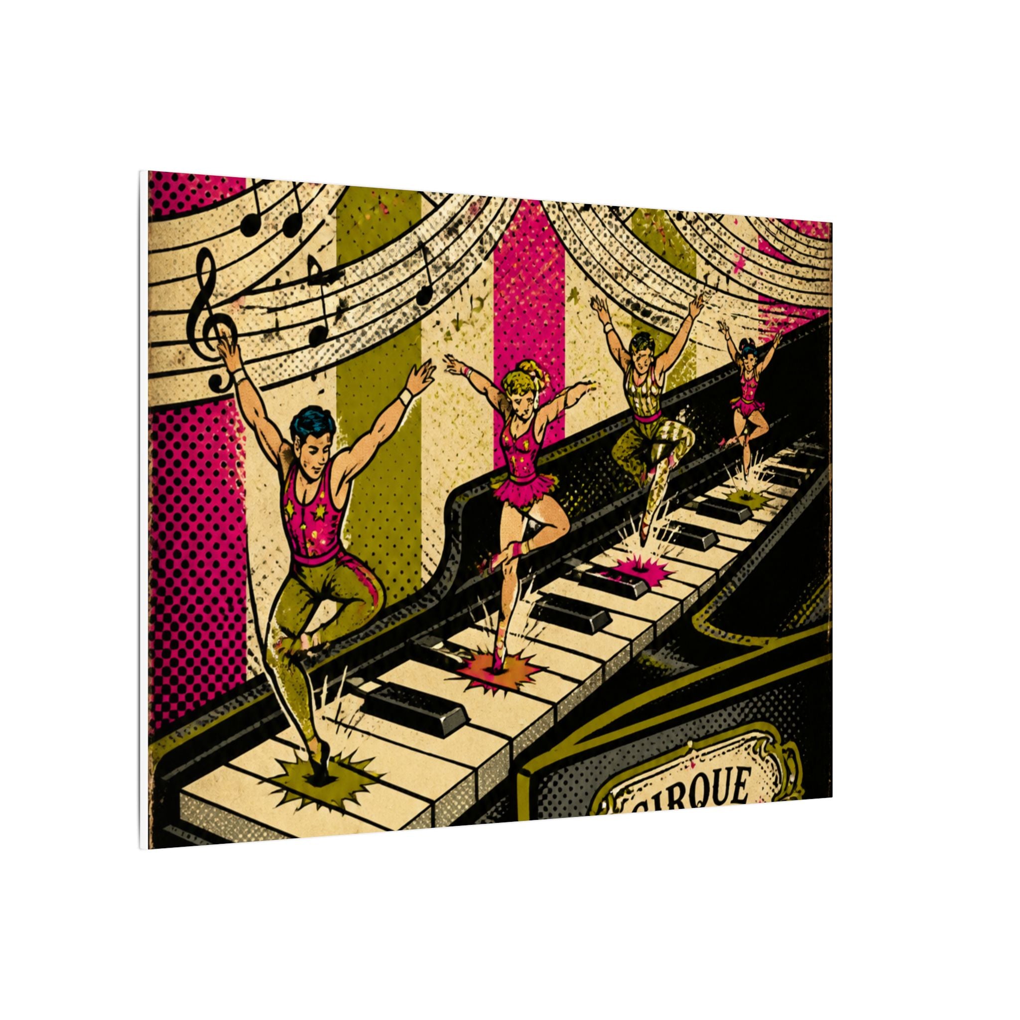 Grand Piano Acrobats Wall Art Canvas 16×20 Pop Art Living Room Decor Maximalist Print